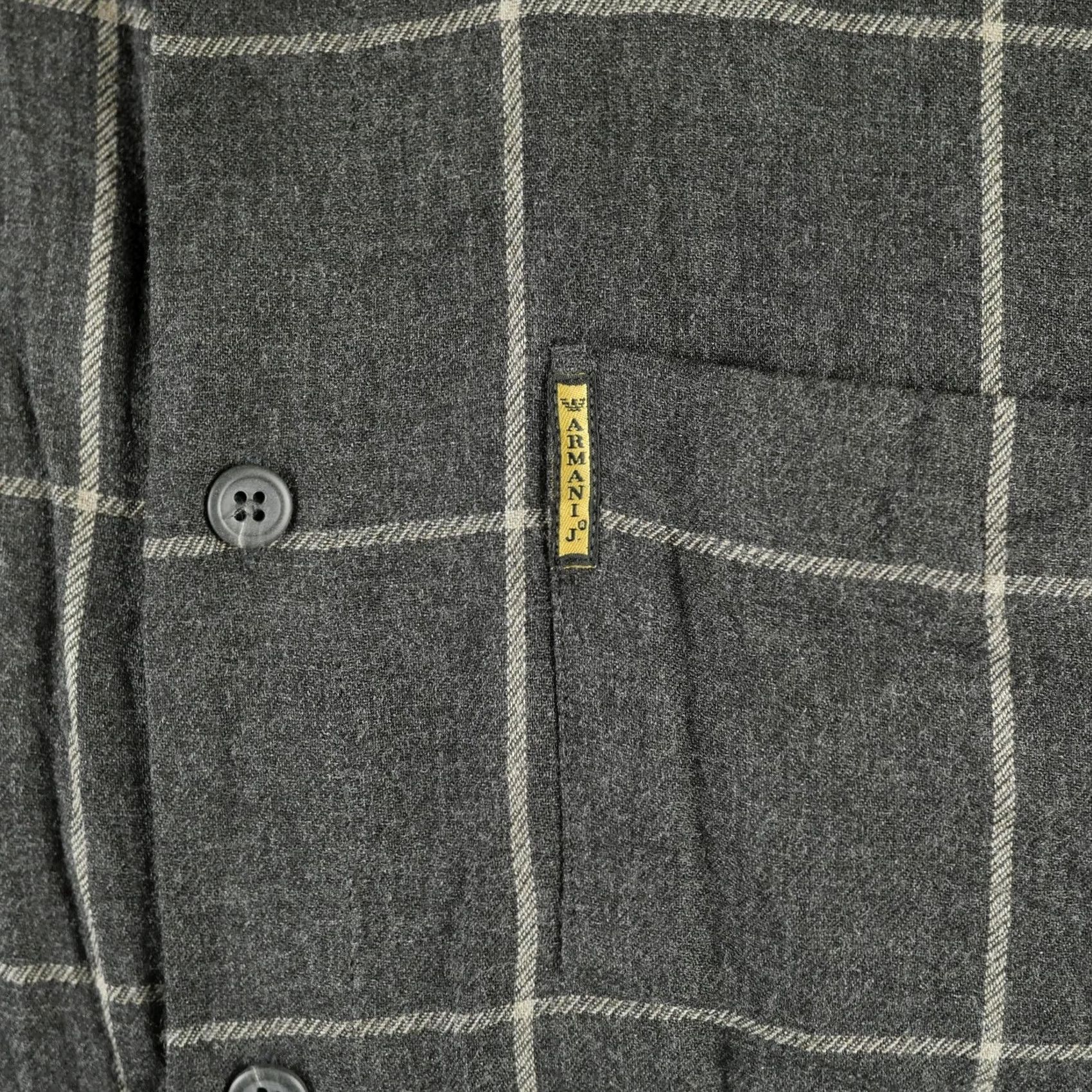 Vintage Armani Jeans Shirt Mens Large Gray Plaid Button Up Long Sleeve Viscose Italy Size US L / EU 52-54 / 3 - 3 Thumbnail