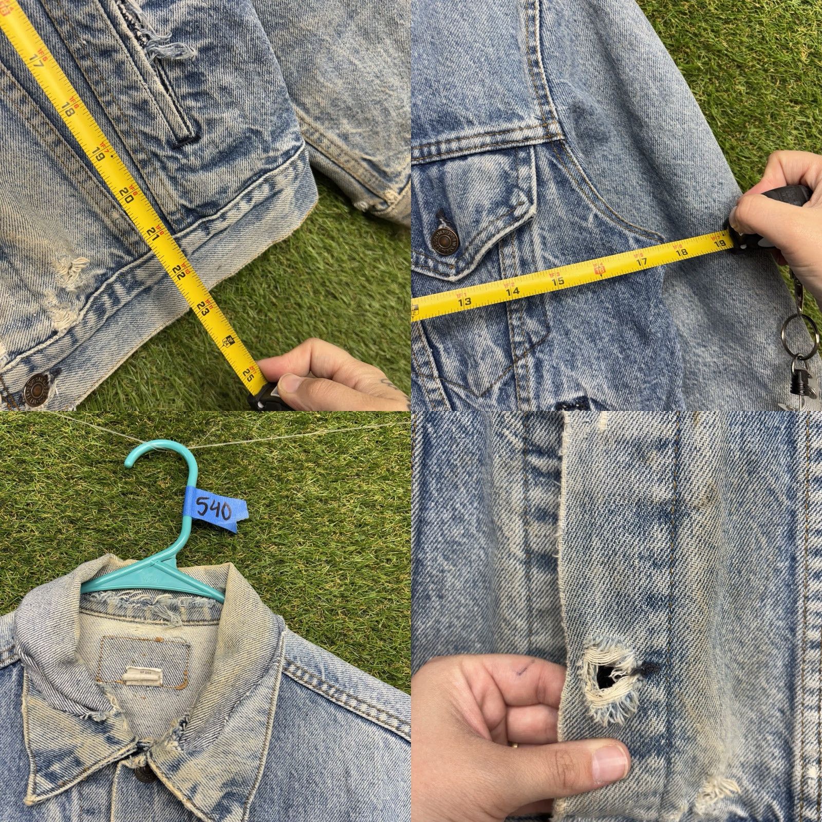 Levi's VINTAGE Levi's Jean Jacket Mens Small Trucker Distressed Denim 90s Blue Size US 29 - 8 Thumbnail