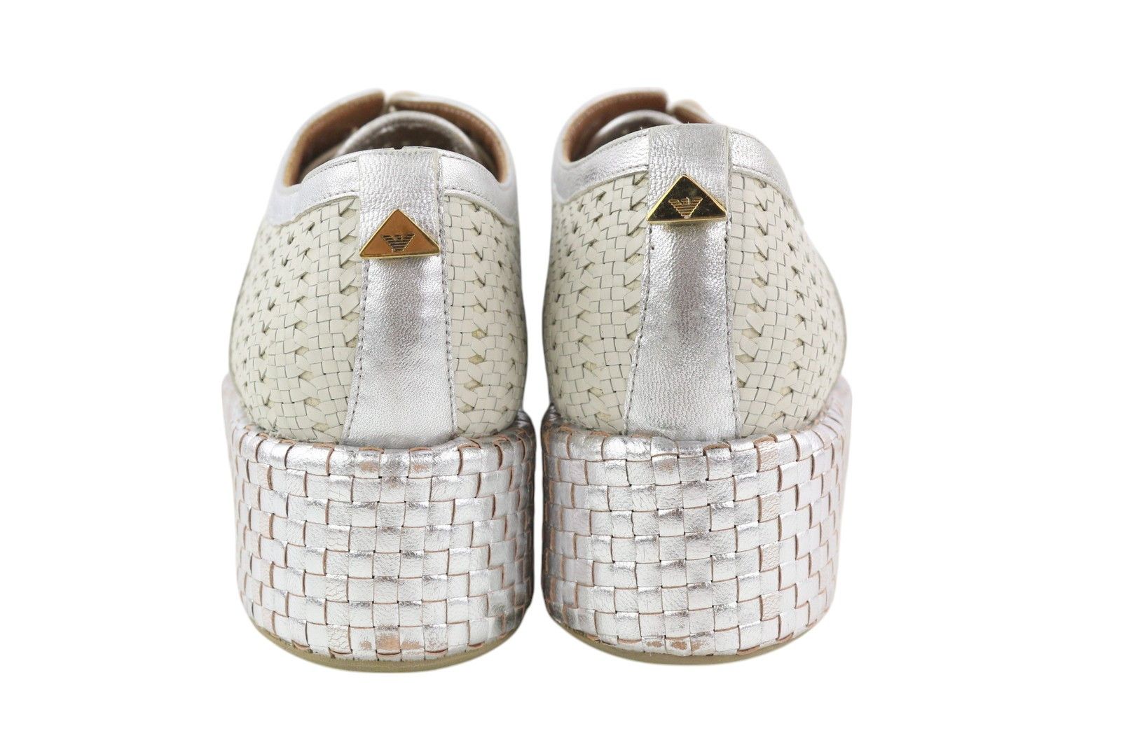 Emporio Armani X3C140 EU37 Shiny Silver Braded 84797 Size US 6 / IT 36 - 6 Thumbnail