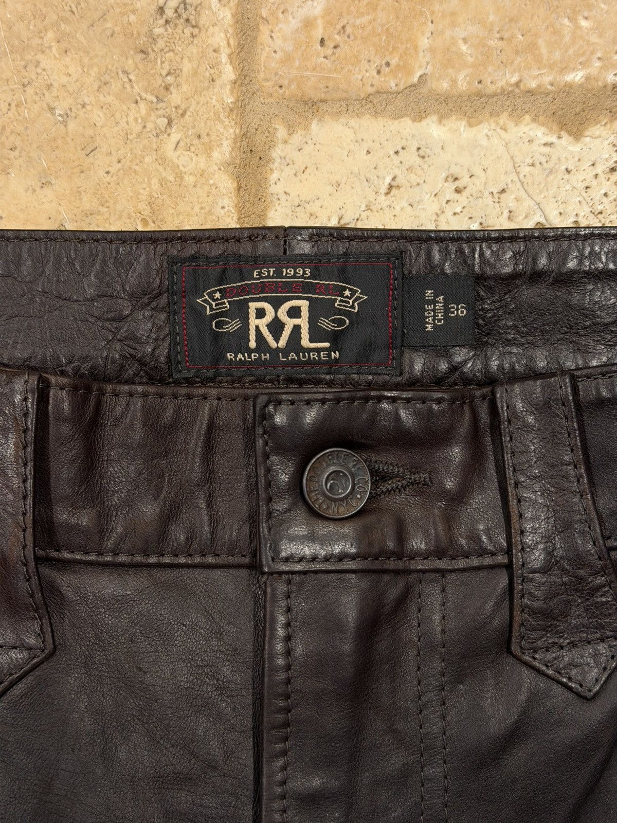 RRL Ralph Lauren Double RRL Ralph Lauren Western Brown Horse Leather Pants Size US 36 / EU 52 - 10 Thumbnail