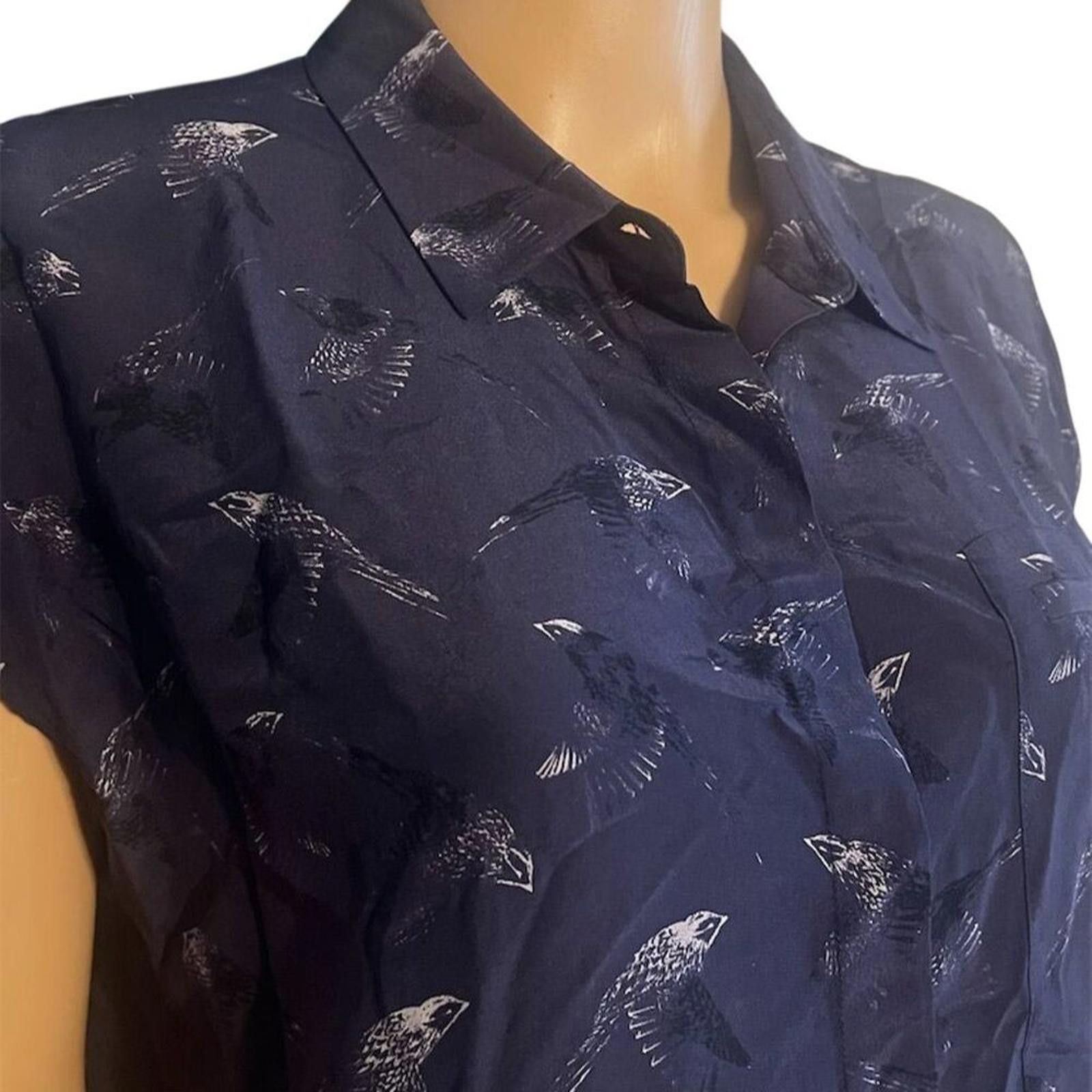 Other Rebecca Taylor Women's Blue Animal Print Blouse 4 - p2p 21 Size S / US 4 / IT 40 - 3 Thumbnail