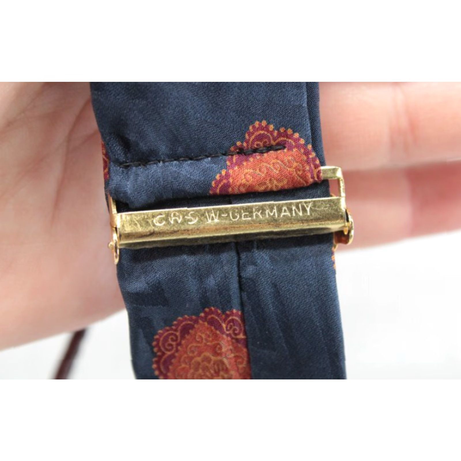 Vintage Vintage CAS Germany Suspenders Silk Blue Gold Madallions Gold Tone Hardware Size ONE SIZE - 5 Thumbnail