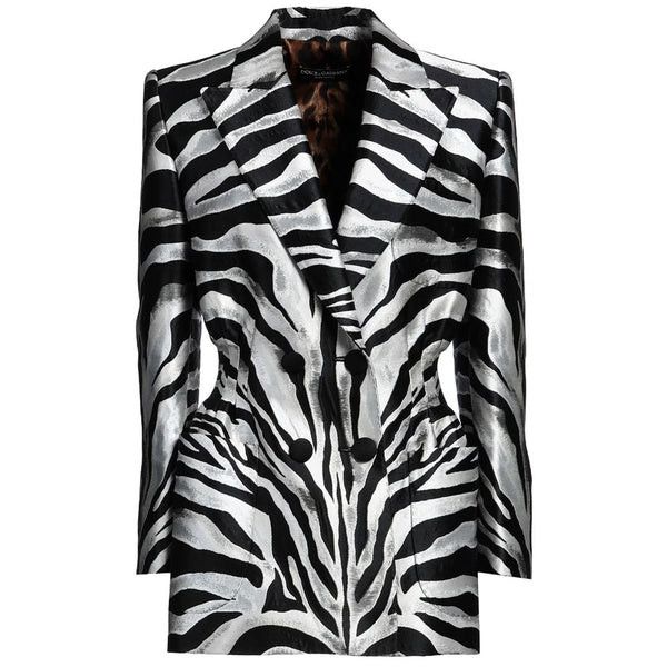Dolce & Gabbana o1y0825 Zebra Stripes Blazer in Gray/Black Size XS / US 0-2 / IT 36-38 - 1 Thumbnail