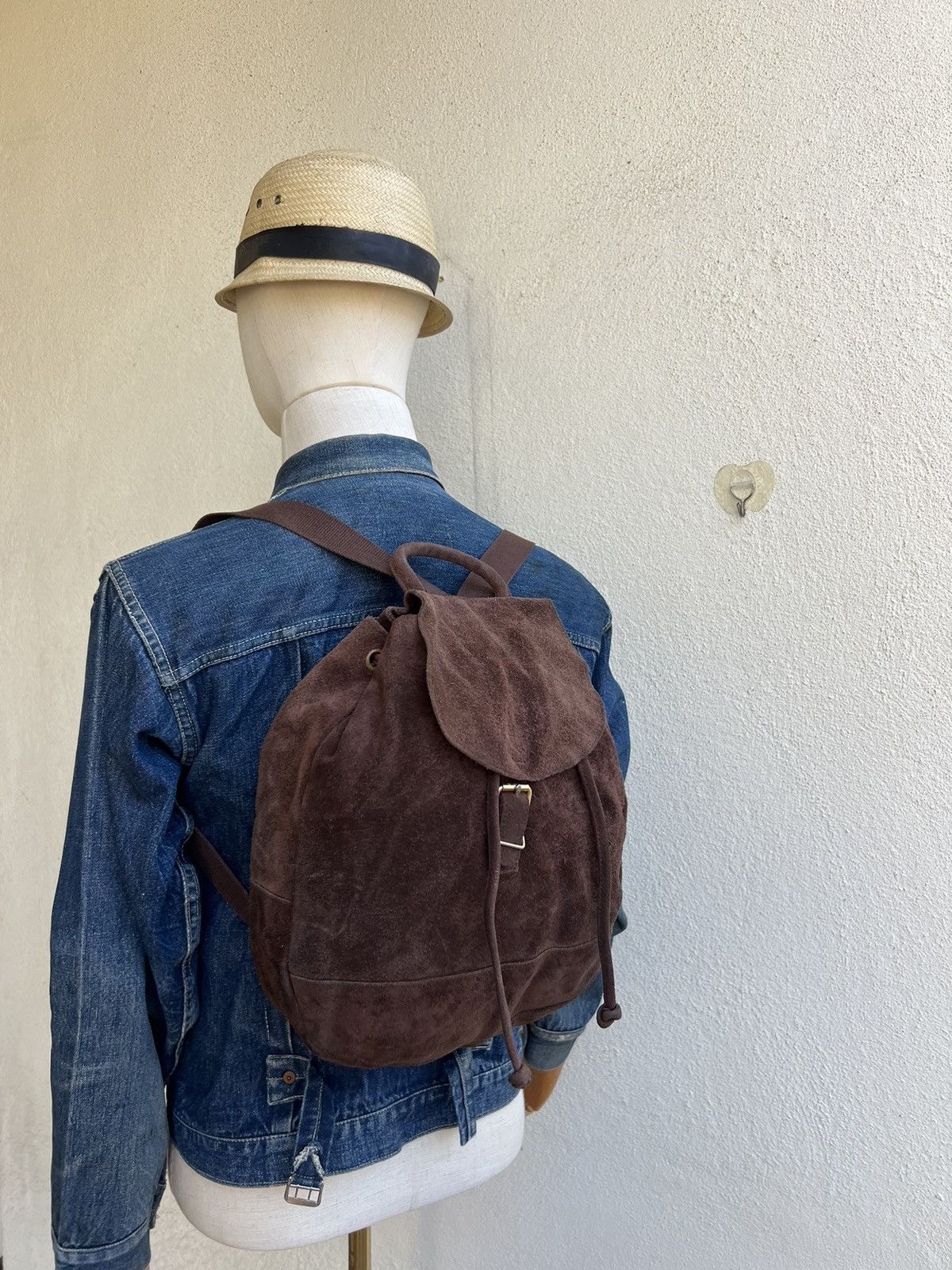 Leather Vintage 90s VIA DEMIZON Japan Suede Leather Backpack Bag Size ONE SIZE - 1 Thumbnail