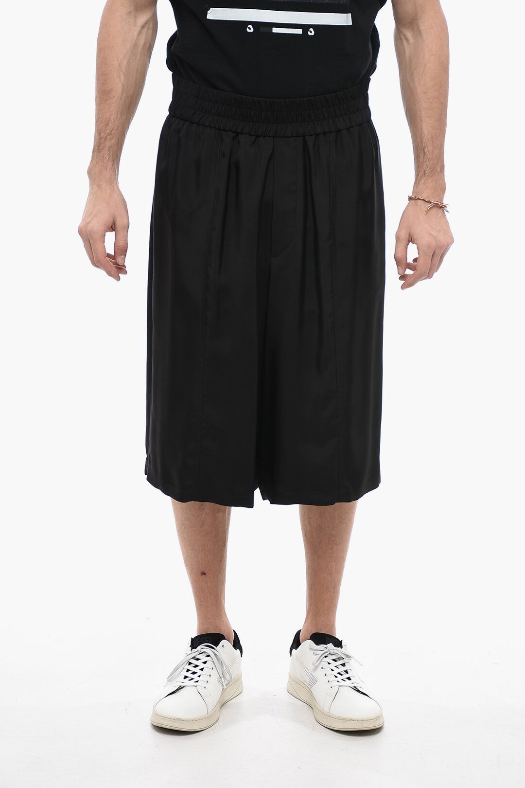 image of Jil Sander Og1Mm0424 Elastic Waistband Satin Short In Black, Men's (Size 38)