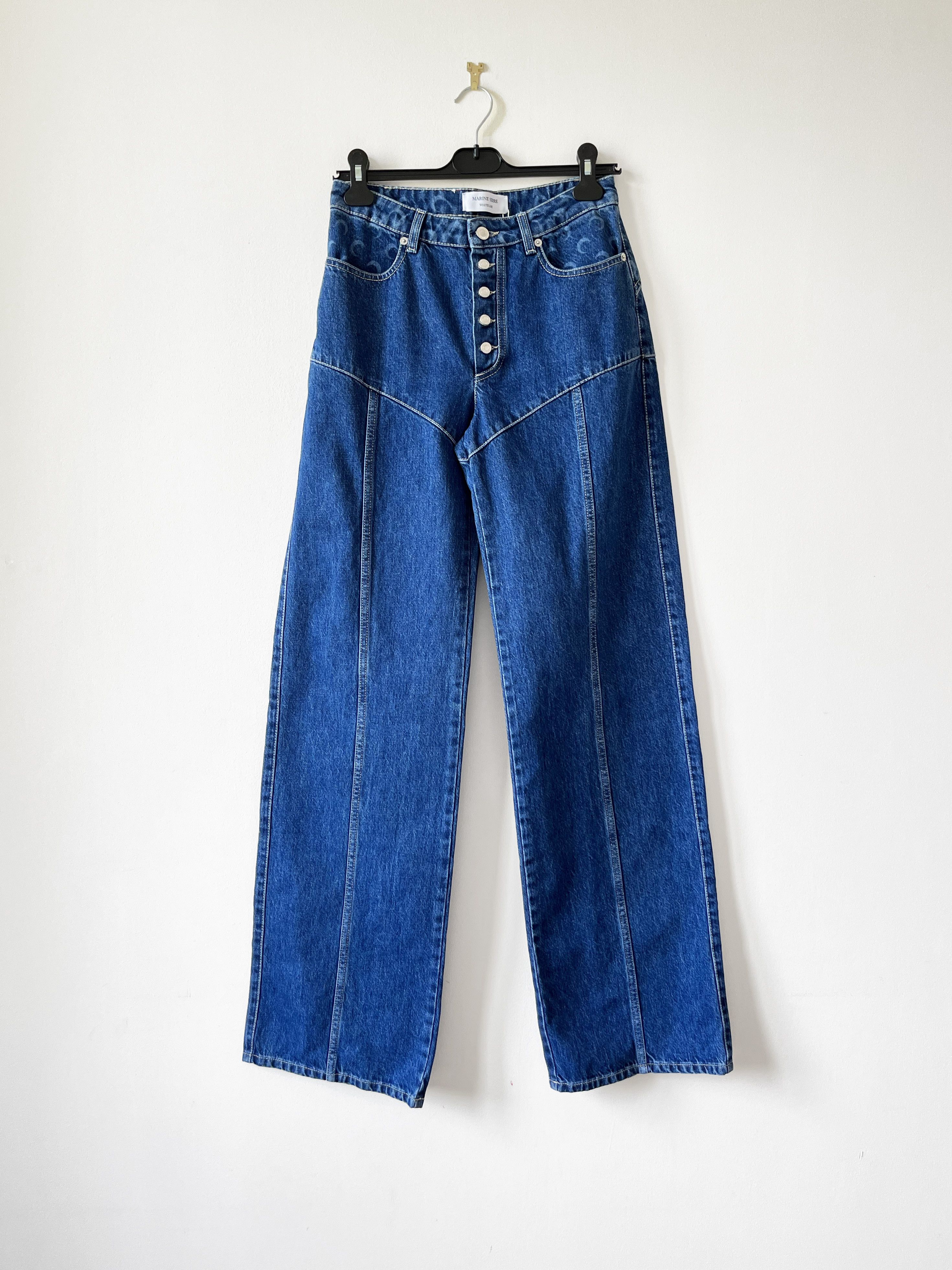 image of Marine Serre Deadstock Moon Jeans in Blue, Women's (Size 27)