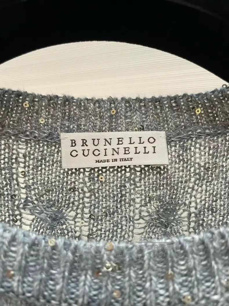 Brunello Cucinelli Brunello Cucinelli Grayish-blue, glittering knitted black Size XS / US 0-2 / IT 36-38 - 3 Thumbnail