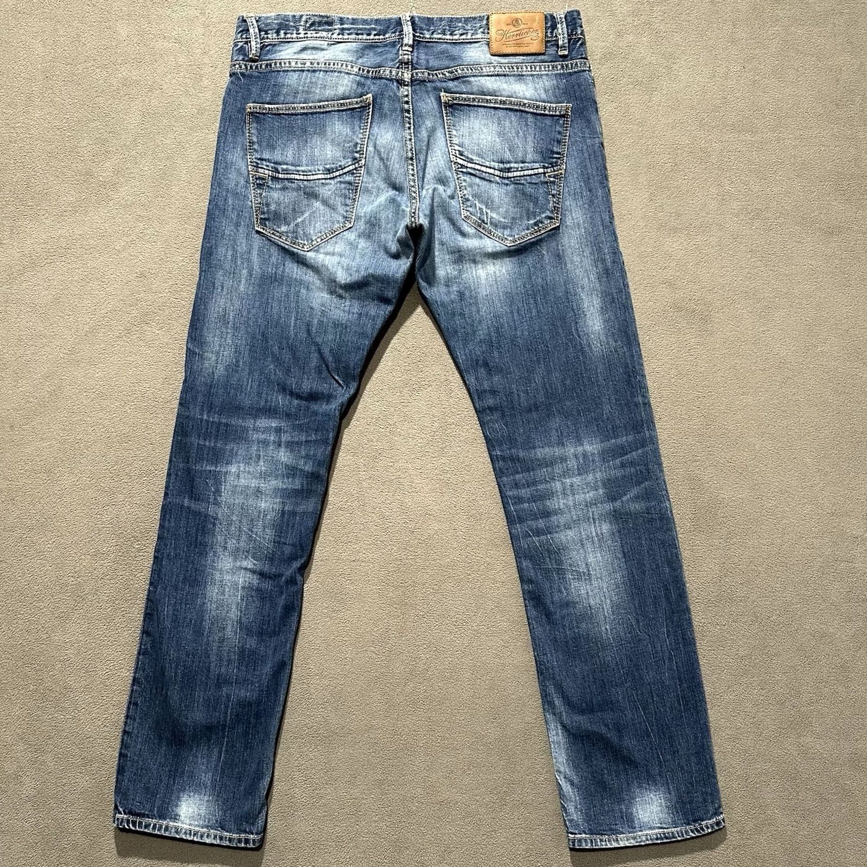 Vintage Herrlicher Jeans Mens 32x32 Blue Denim Tyler Slim Fit Faded GUC 5-Pocket Design Straight Slim Inseam 32" Regular Denim Size US 32 / EU 48 - 2 Thumbnail