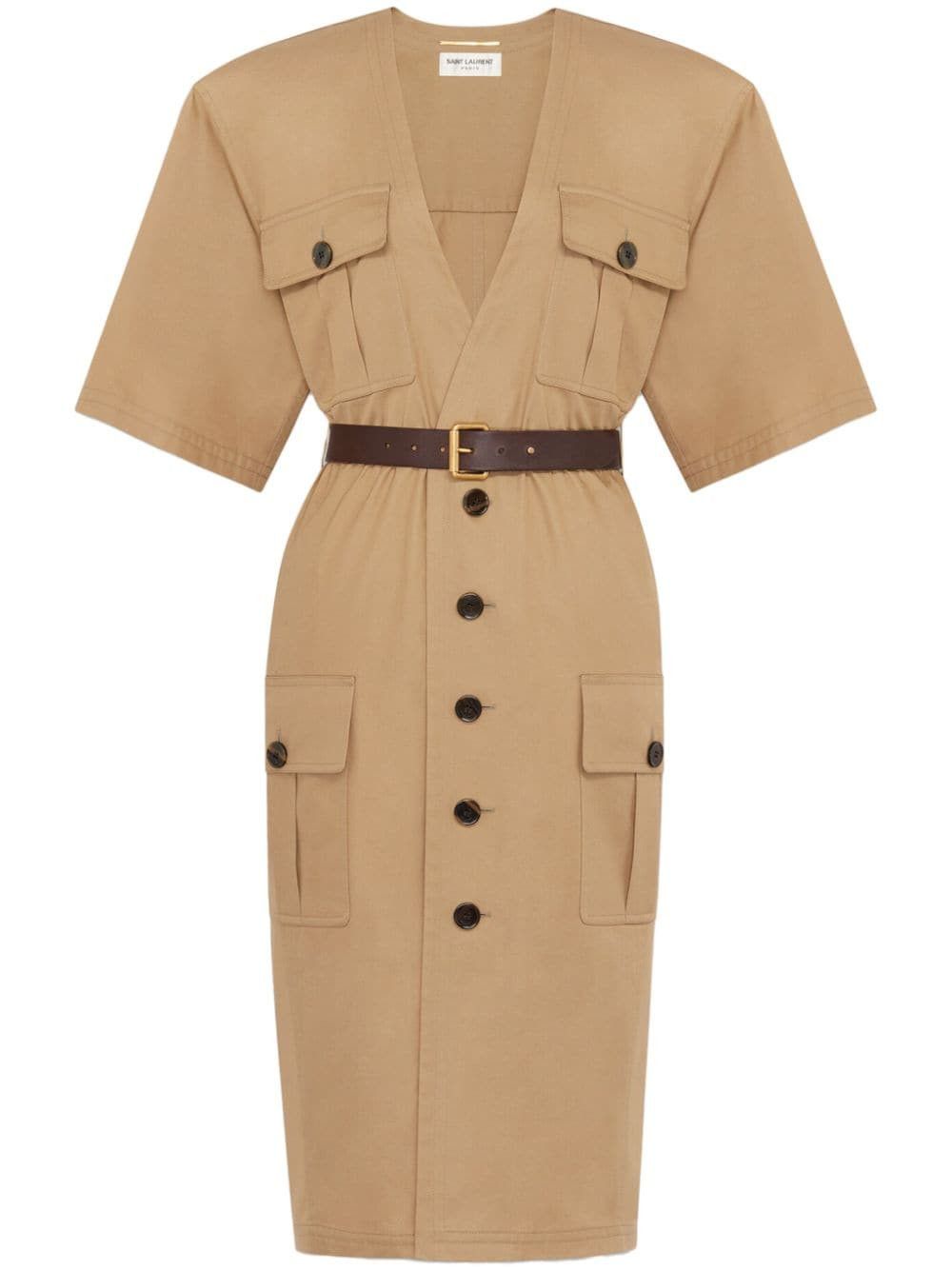 COTTON TWILL MIDI DRESS