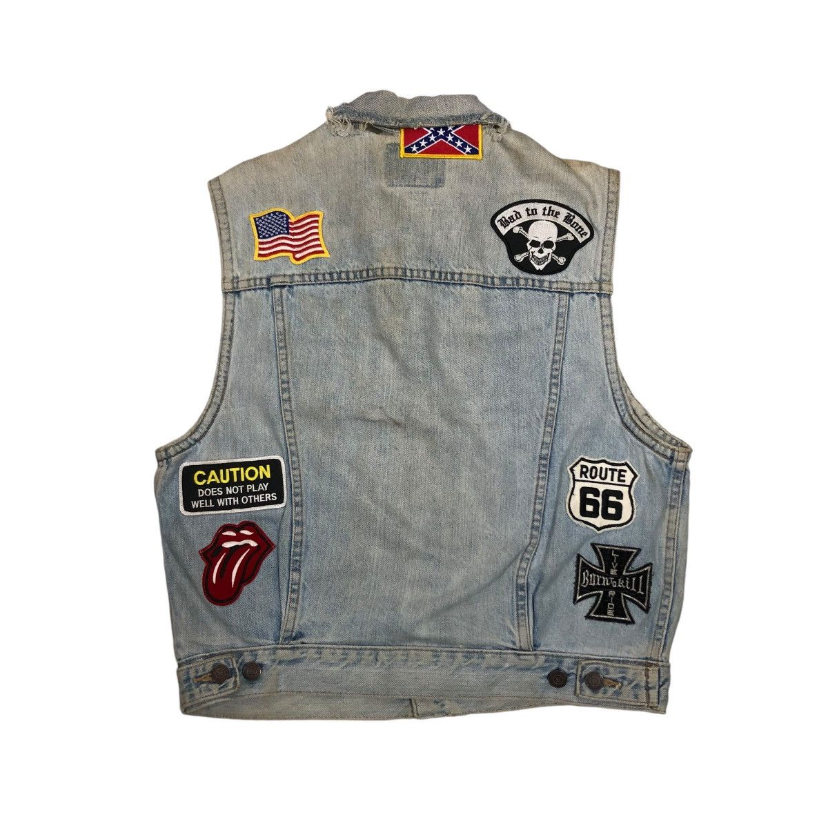Japanese Brand 🔥DISTRESSED DENIM TANK TOP SLEEVELESS BIG JOHN USA PATCHES Size US M / EU 48-50 / 2 - 2 Thumbnail