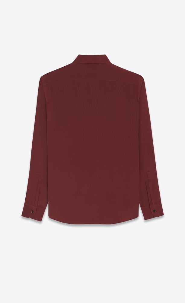 Saint Laurent Paris o1s1wg111224 Collar Classic Crepe De Chine Shirt in Burgundy Size US L / EU 52-54 / 3 - 2 Thumbnail