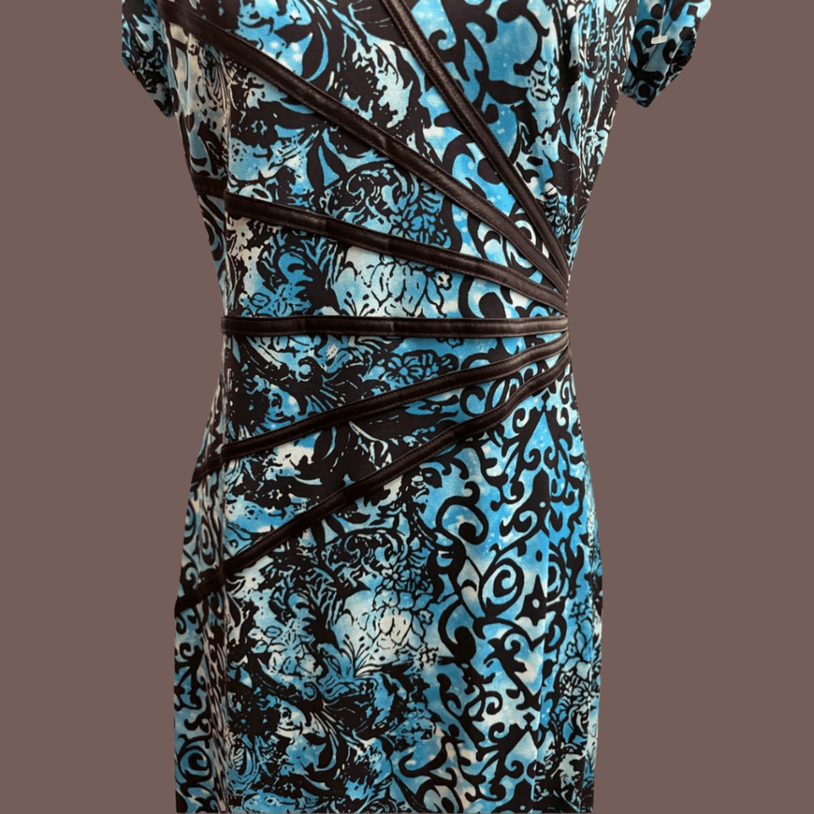 Vintage VTG Fit & Flare Dress | Blue Paisley | Y2K Connected Size S / US 4 / IT 40 - 4 Thumbnail