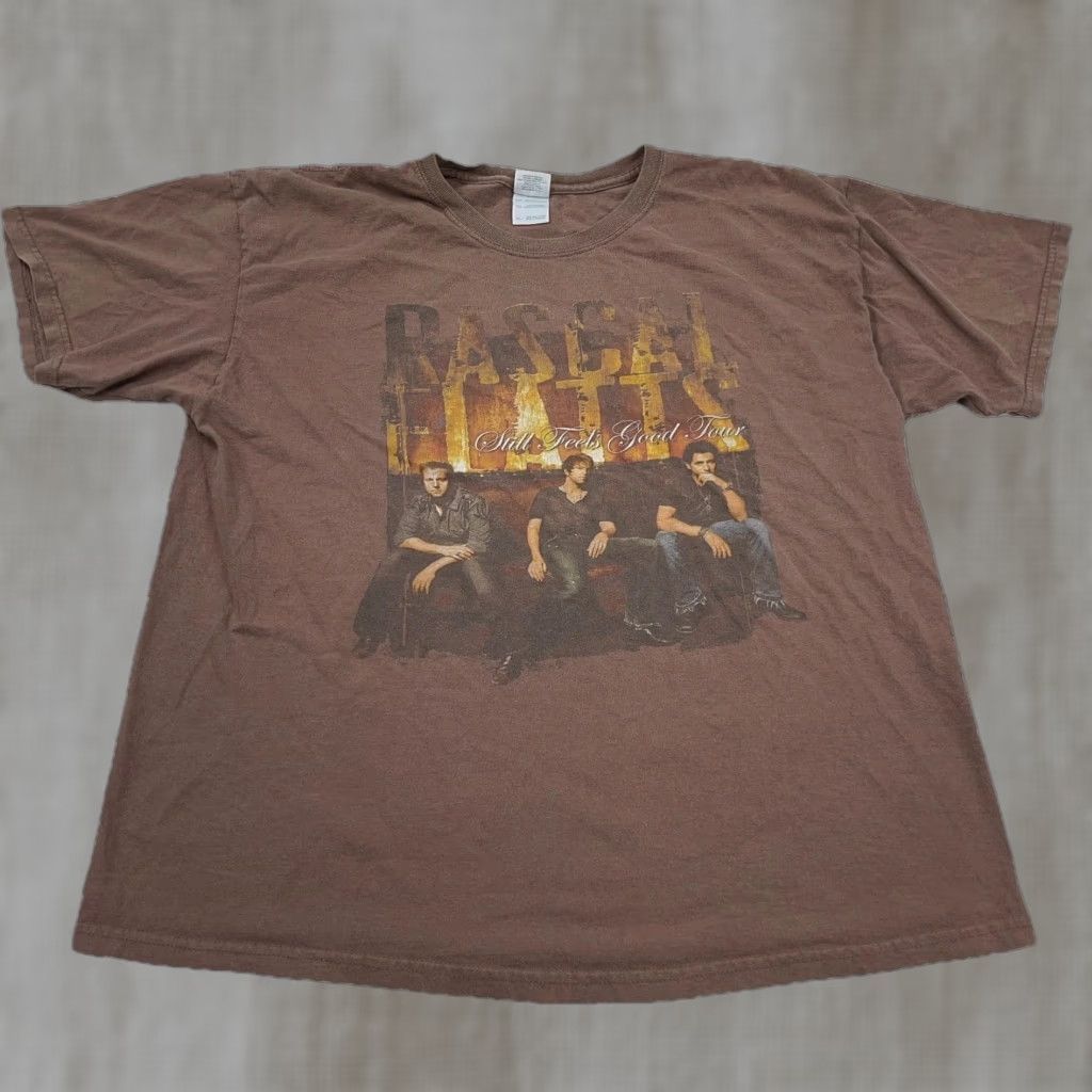Gildan VINTAGE Rascal Flatts Shirt Men XL Brown Tee Concert Country Music Y2K Adult Size US XL / EU 56 / 4 - 1 Thumbnail