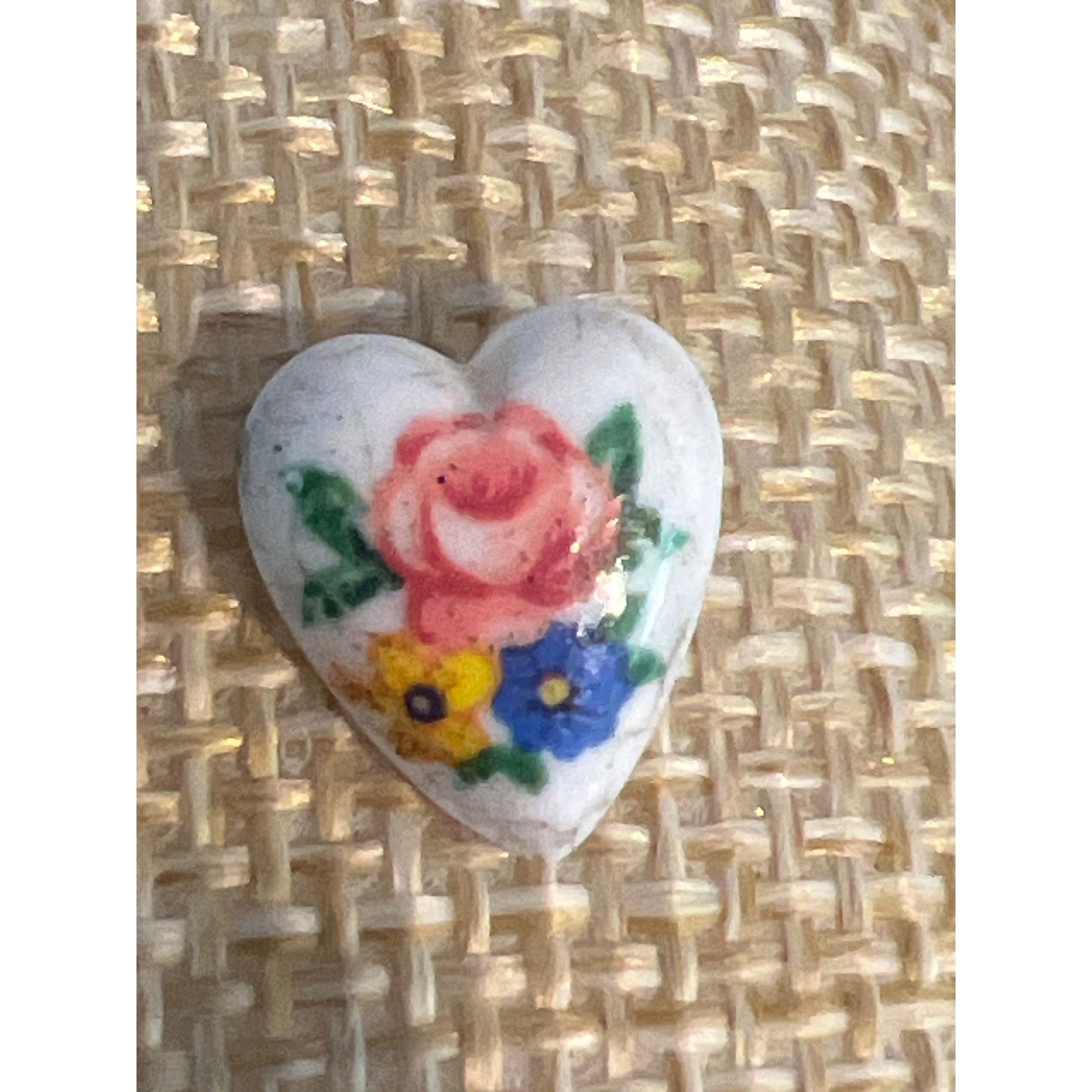 Other Vintage Porcelain Ceramic Heart Stud Earrings Hand Painted P Size ONE SIZE - 2 Thumbnail