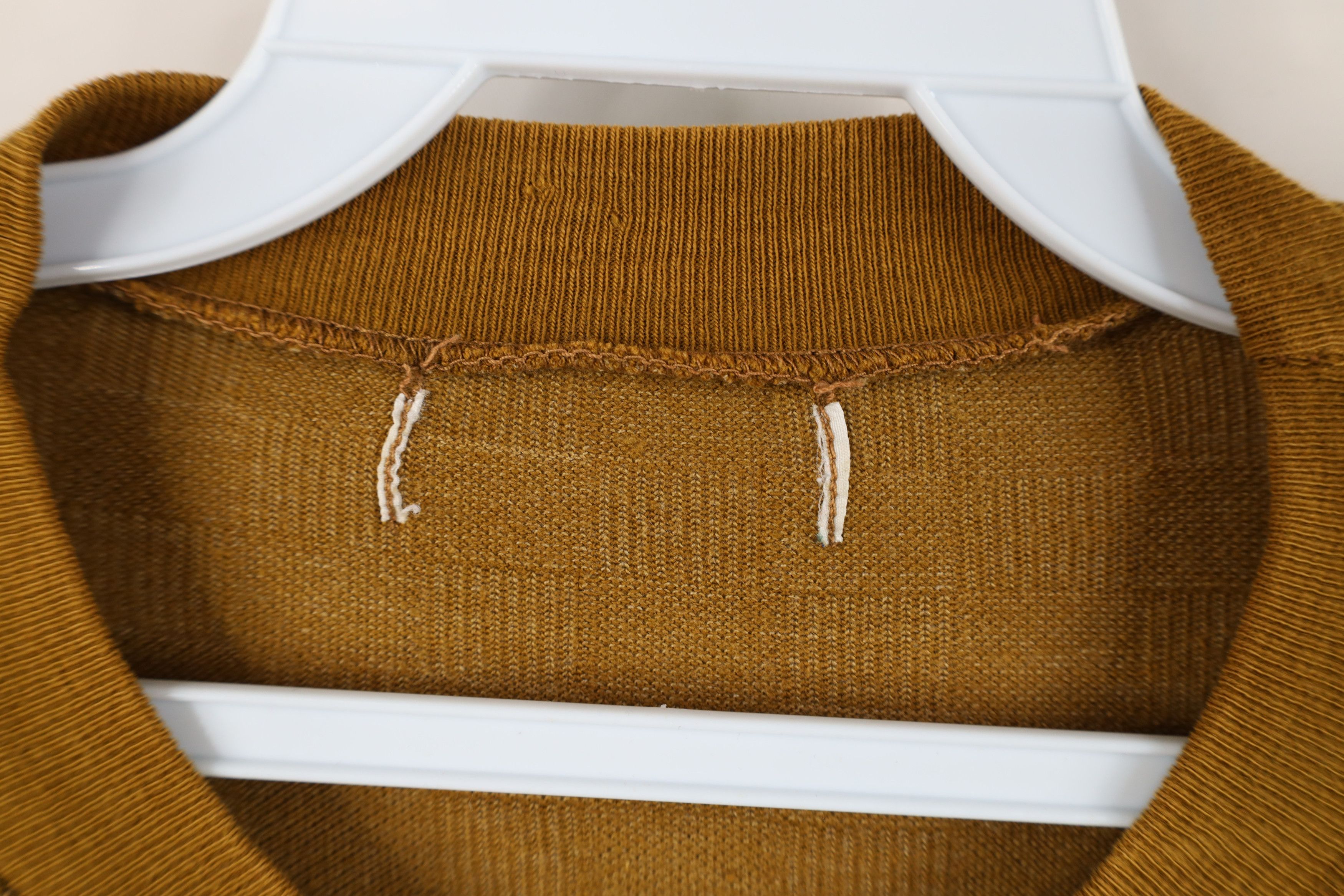 Vintage Vintage 90s Streetwear Checkered Knit Pocket T-Shirt Gold Size US XXL / EU 58 / 5 - 6 Thumbnail
