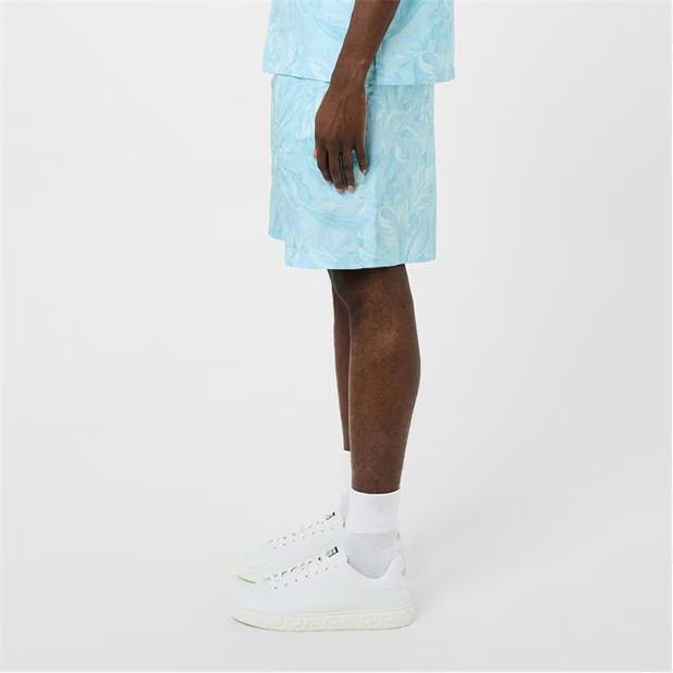 Versace o1g2r1mq0824 Barocco Silk Shorts in Pale Blue Size US 28 / EU 44 - 4 Thumbnail
