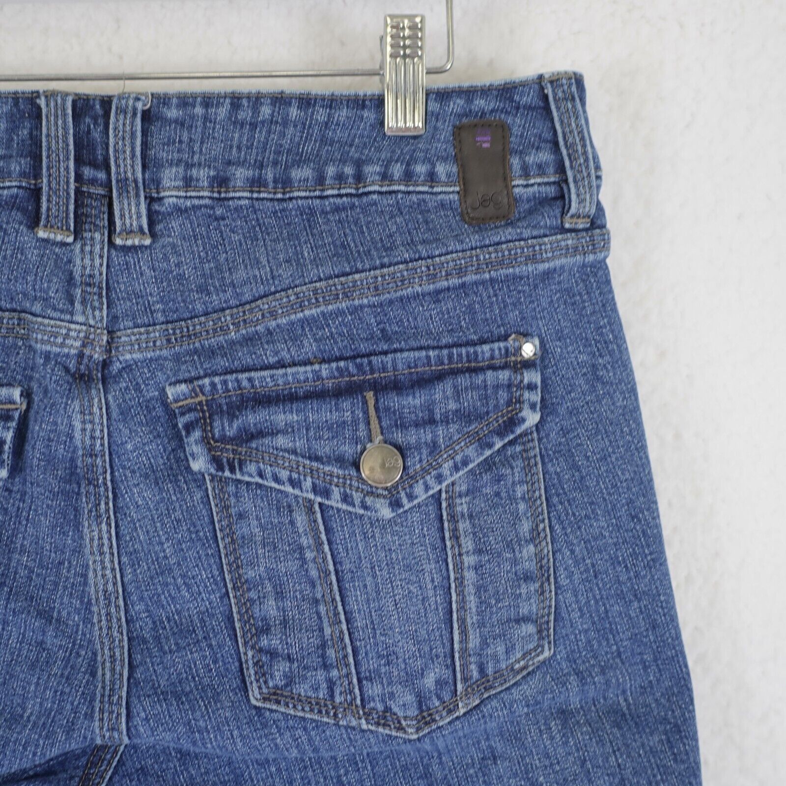 Designer Jag Stretch Blue Denim Capri Jeans Size 14 Mid Rise 32/25 Size 36" / US 14 / IT 50 - 5 Thumbnail