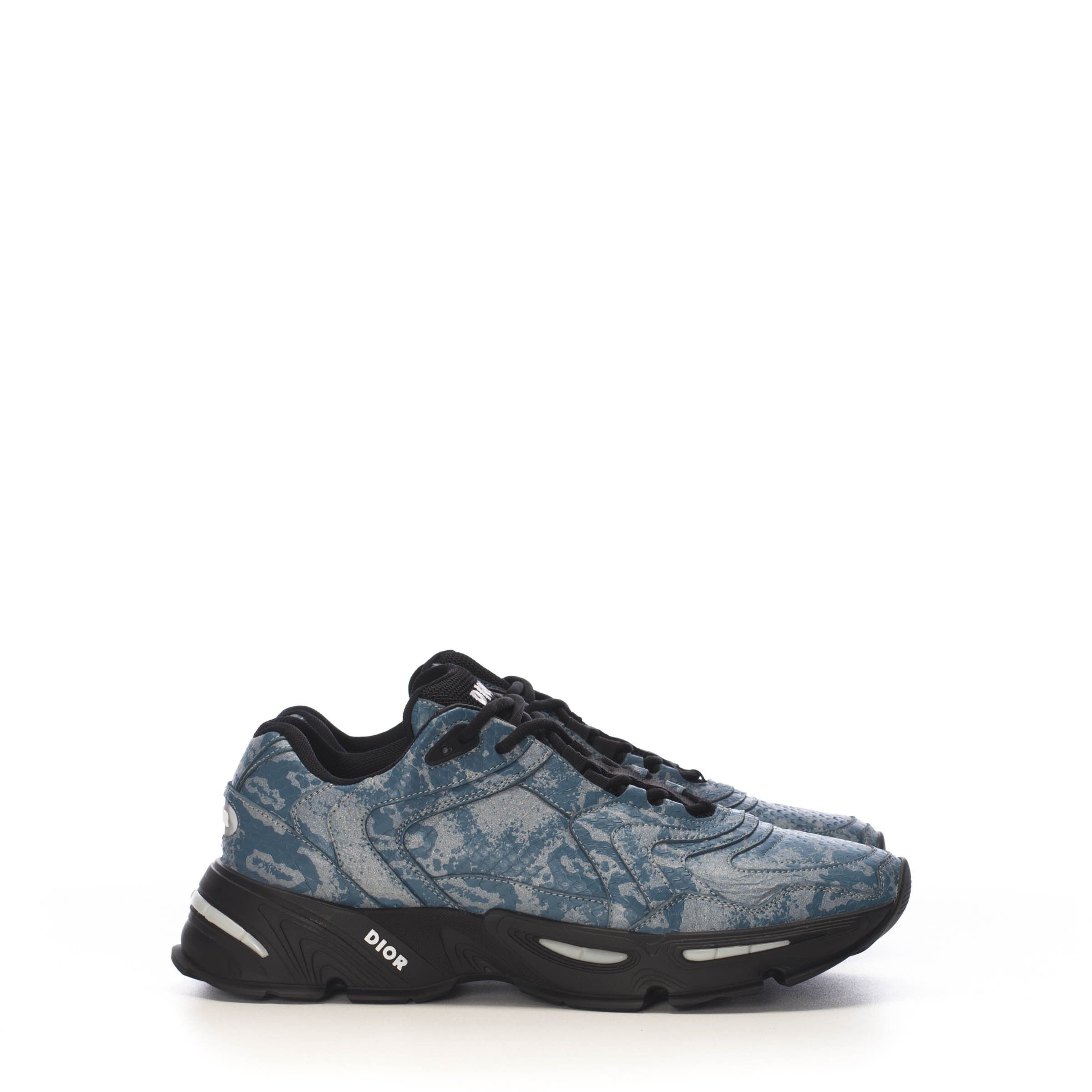 image of Dior Cd1 Sneaker In Blue Layers & Reflective Grey Python Leather in Blue Gray, Men's (Size 10)
