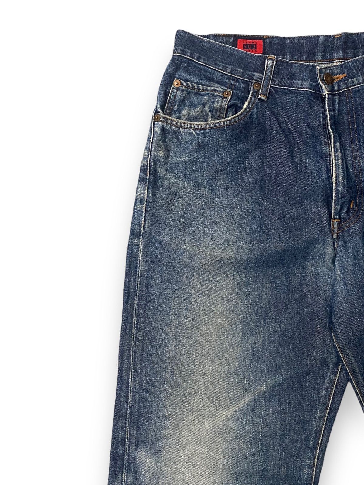 Edwin × JNCO × Le Grande Bleu (L.G.B.) Edwin Japan 503z Edition Distressed Blue Jean Straigt Cut h' Size US 33 - 8 Thumbnail