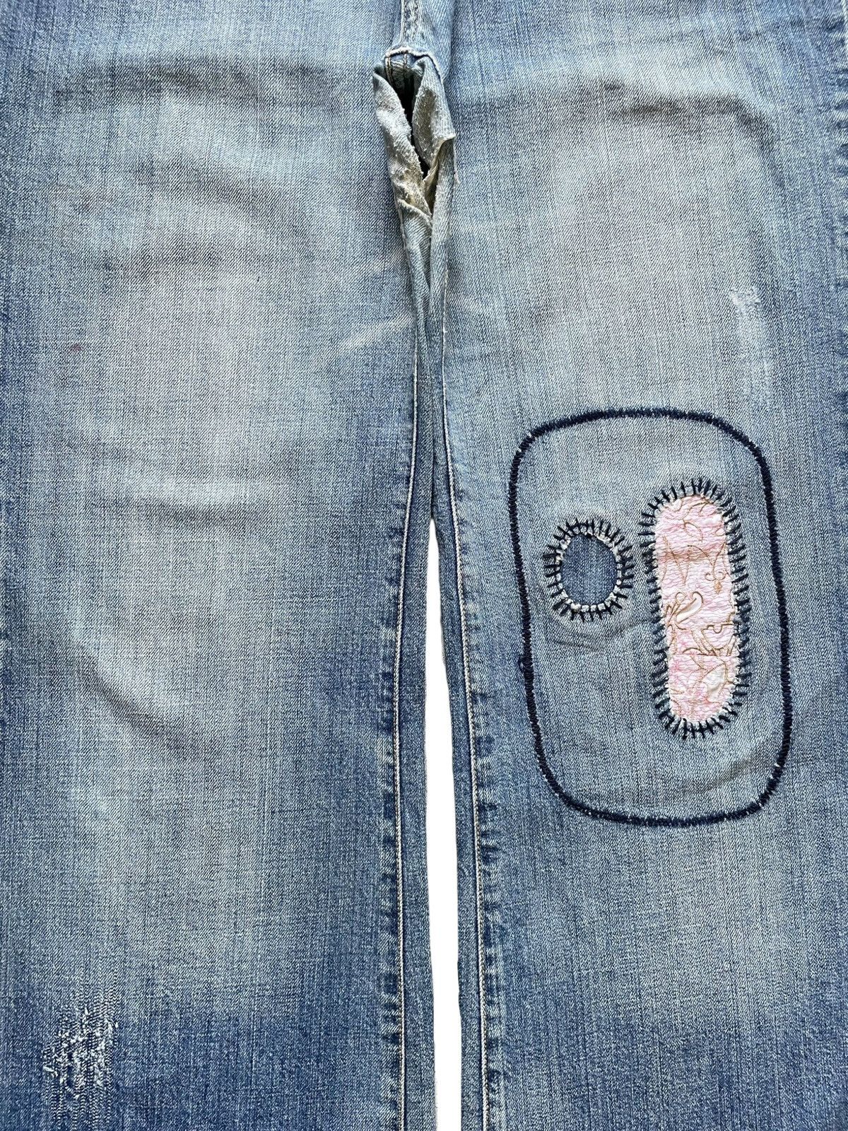 Japanese Brand Vintage Japanese Brand Patch Distress Flare Bell Bottom Jean Size 40" / US 18 - 5 Thumbnail