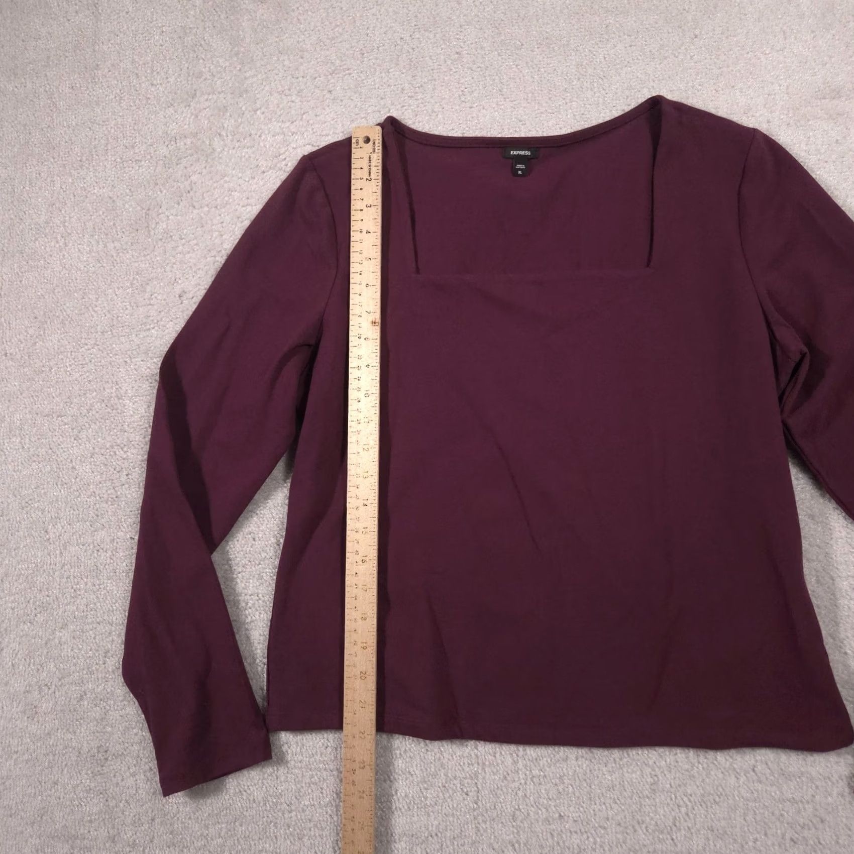 Express Express Shirt Womens XL Red Square Neck Long Sleeve Stretch Tee Top Size XL / US 12-14 / IT 48-50 - 6 Thumbnail