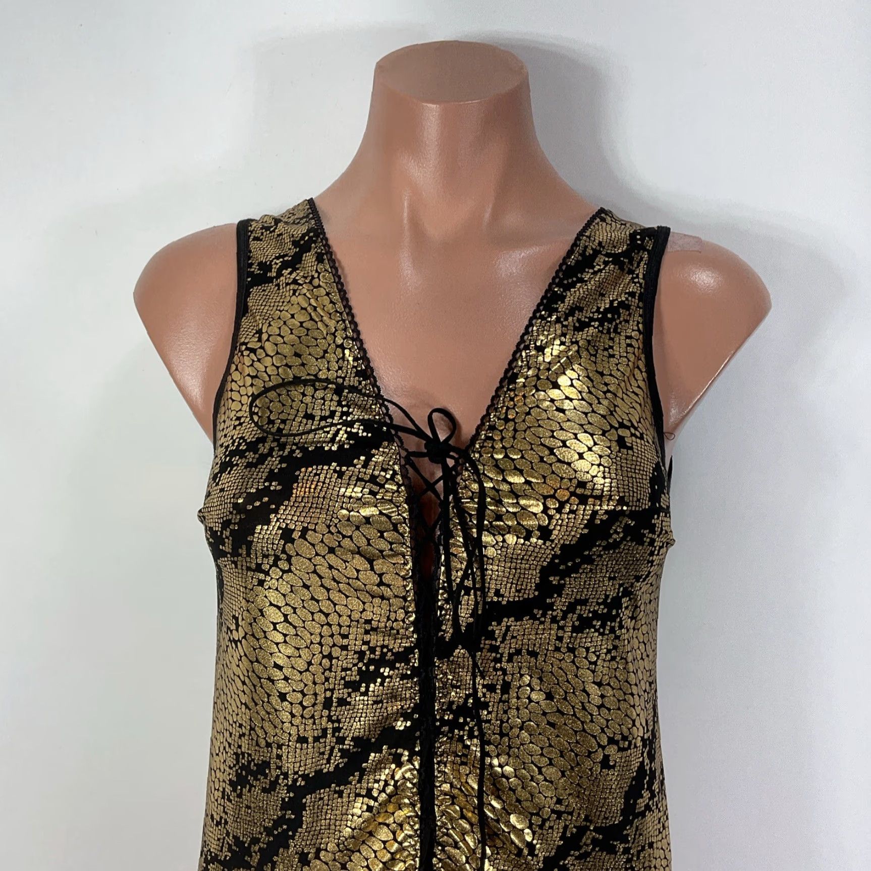 VINTAGE Frederick's of Hollywood Teddy Bodysuit Gold L 1990s Glam Rock Special Occasion Mens Womens Girls Boys