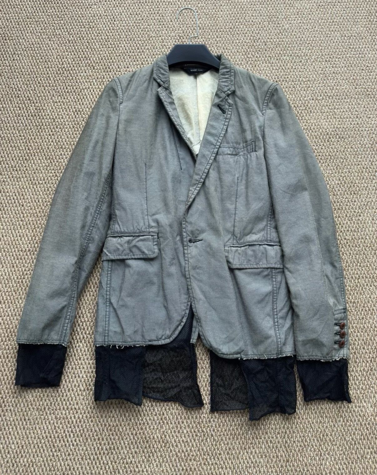 Comme des Garcons COMME des GARÇONS Grey Distressed Mesh Panel Jacket K23 Size US XS / EU 42 / 0 - 1 Thumbnail