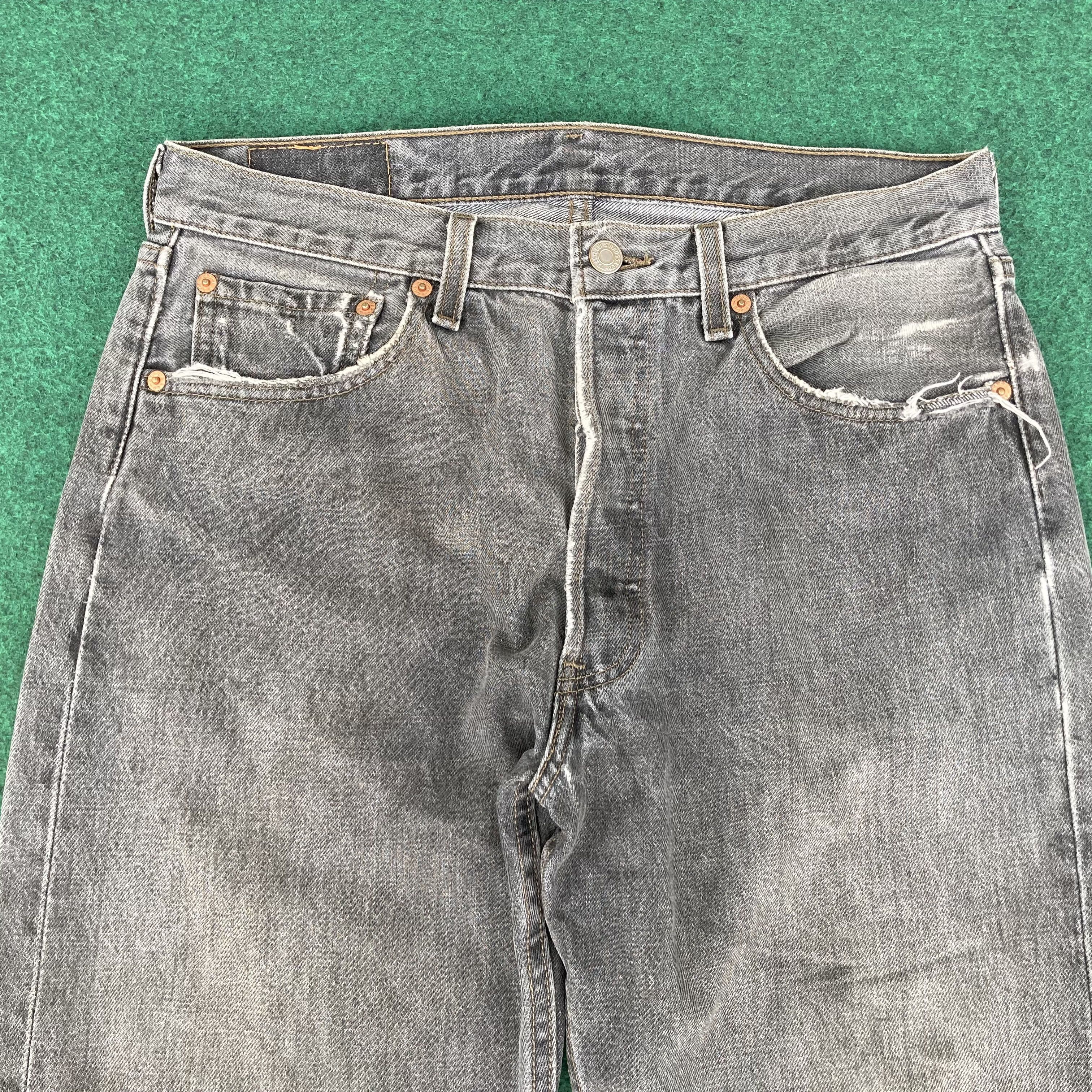 Levi's × Vintage Vtg Levis 501 Distressed Ripped Punk Grunge Black Jeans Size US 31 - 5 Thumbnail