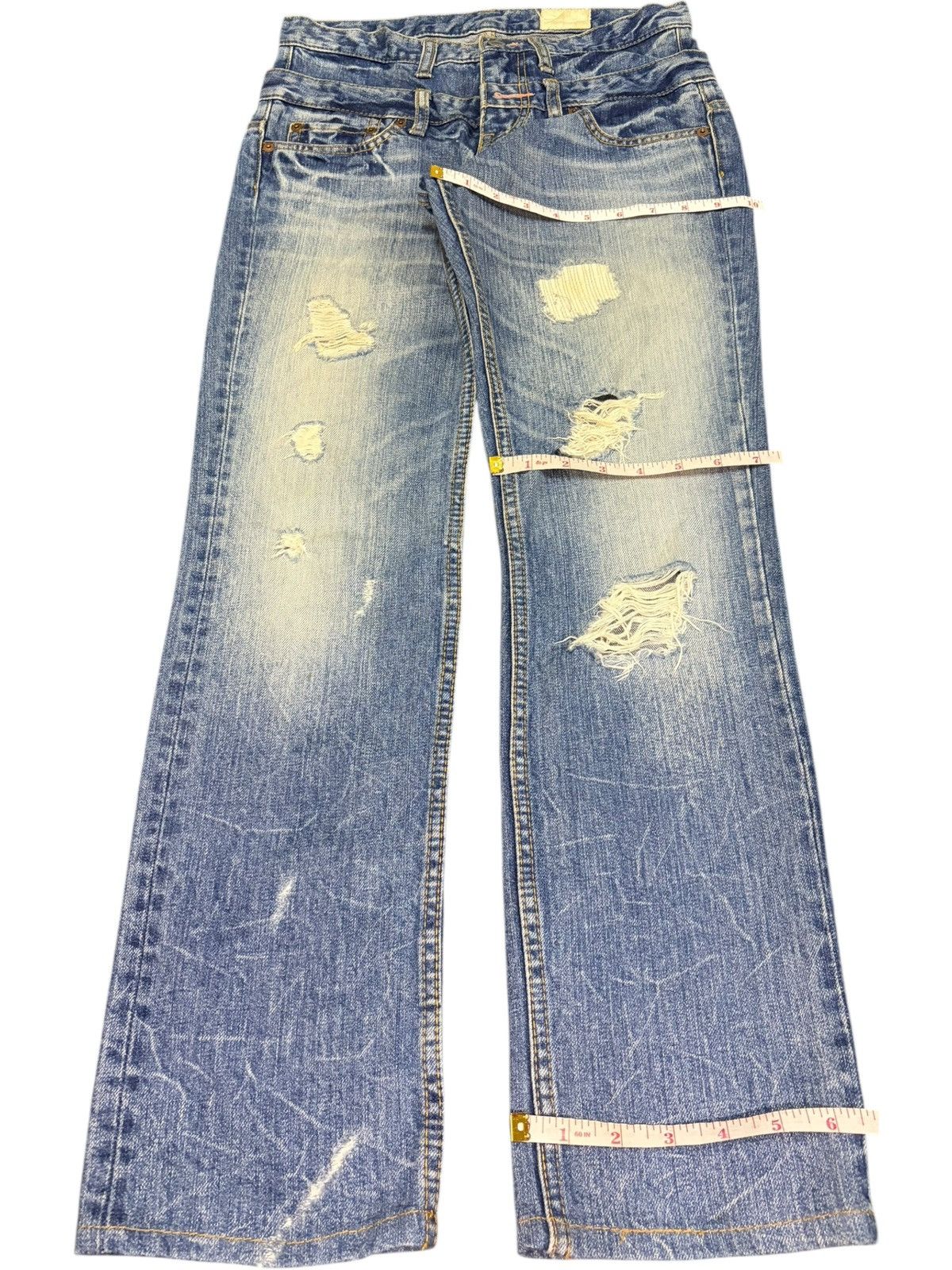 Ksubi Vintage Japanese Antgauge Double Waist Distressed Jeans Size 28" / US 6 / IT 42 - 8 Thumbnail