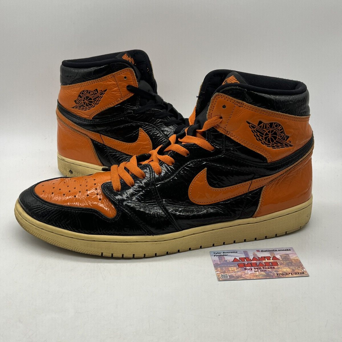 image of Nike Air Jordan 1 High Shattered Backboard 3.0 Shoes in Black, Men's (Size 15)