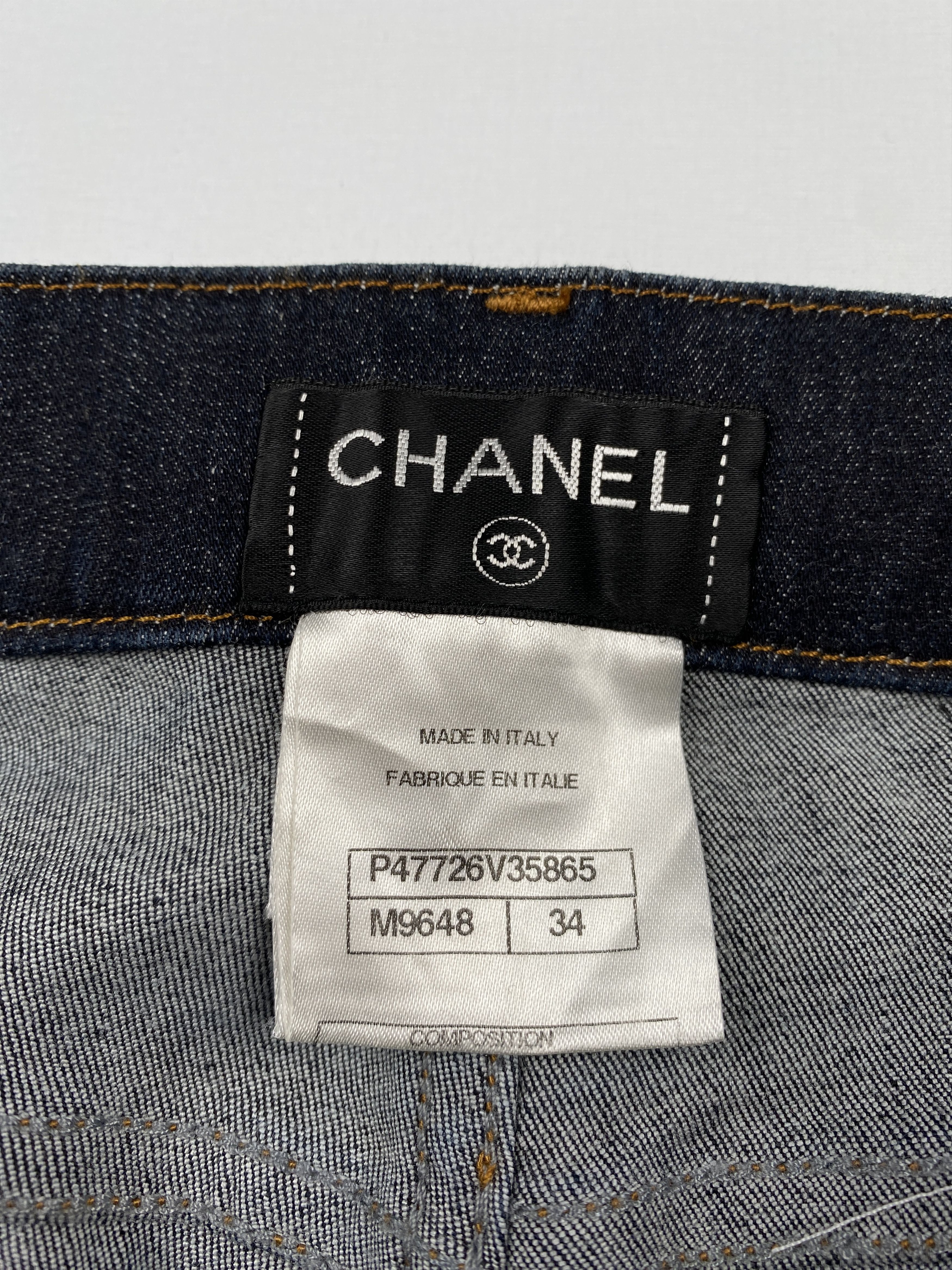 Chanel Geometric Laser Print Coco Mark Buttons Denim Jeans Size US 27 - 12 Thumbnail