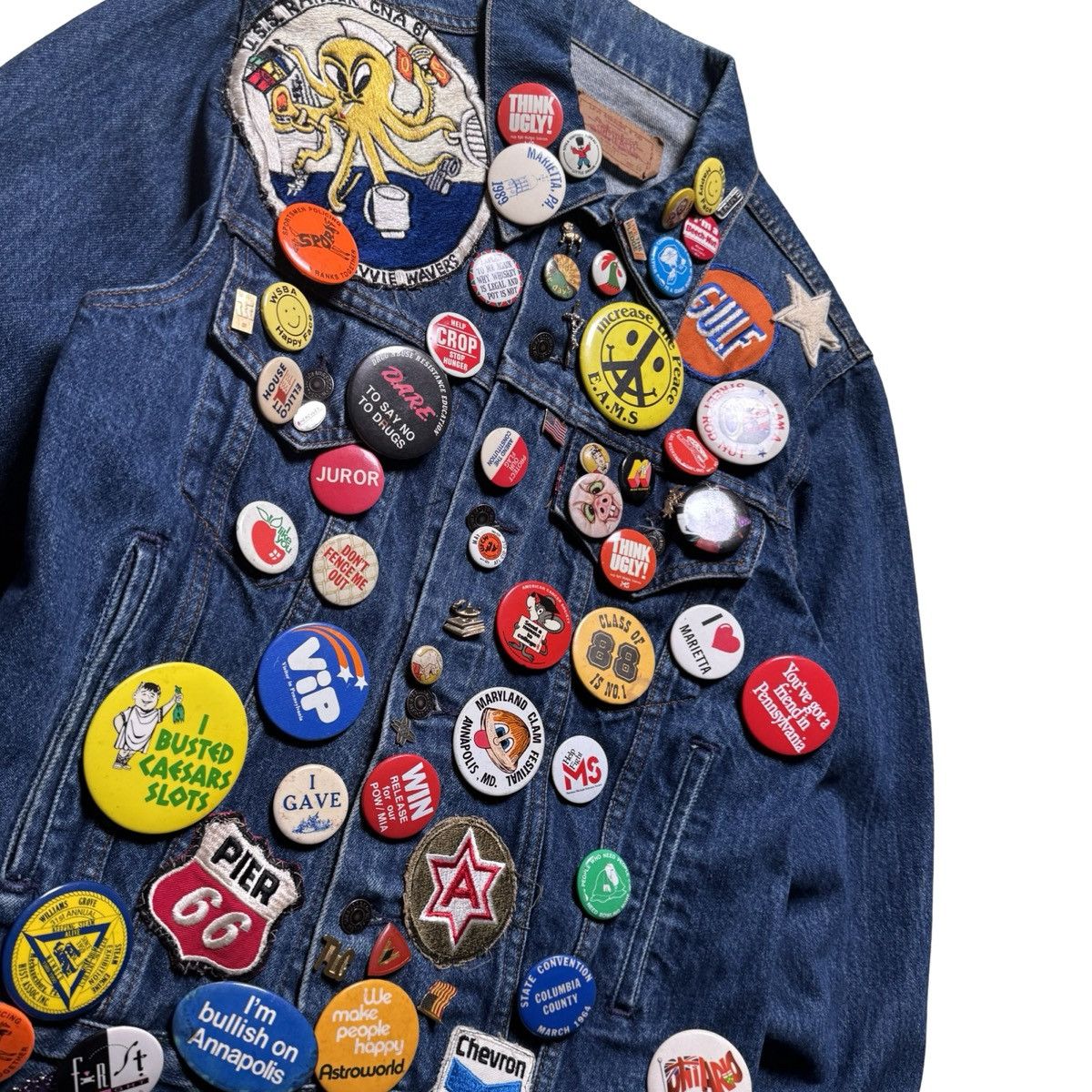Levi's Vintage Levis 70506-0216 Denim Jacket M Gulf Marines Pins Size US M / EU 48-50 / 2 - 3 Thumbnail