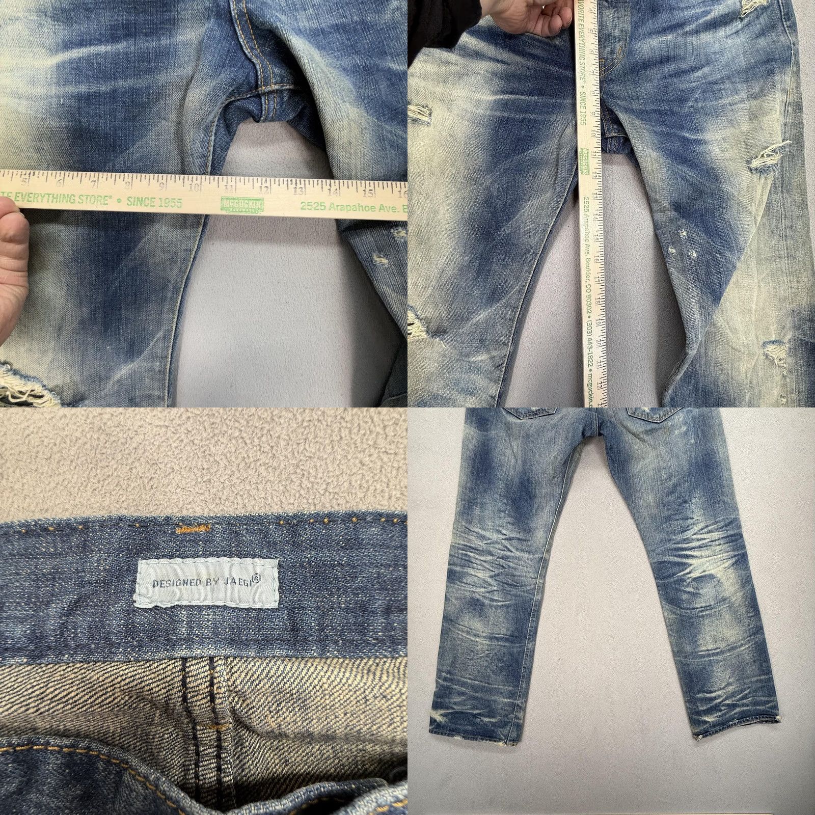 J Brand Mini Brand Jeans Mens Straight 34x30 Blue 5-Pocket Zip Fly Denim Vintage-Influenced Whiskers Honeycomb Distressed Size US 34 / EU 50 - 8 Thumbnail