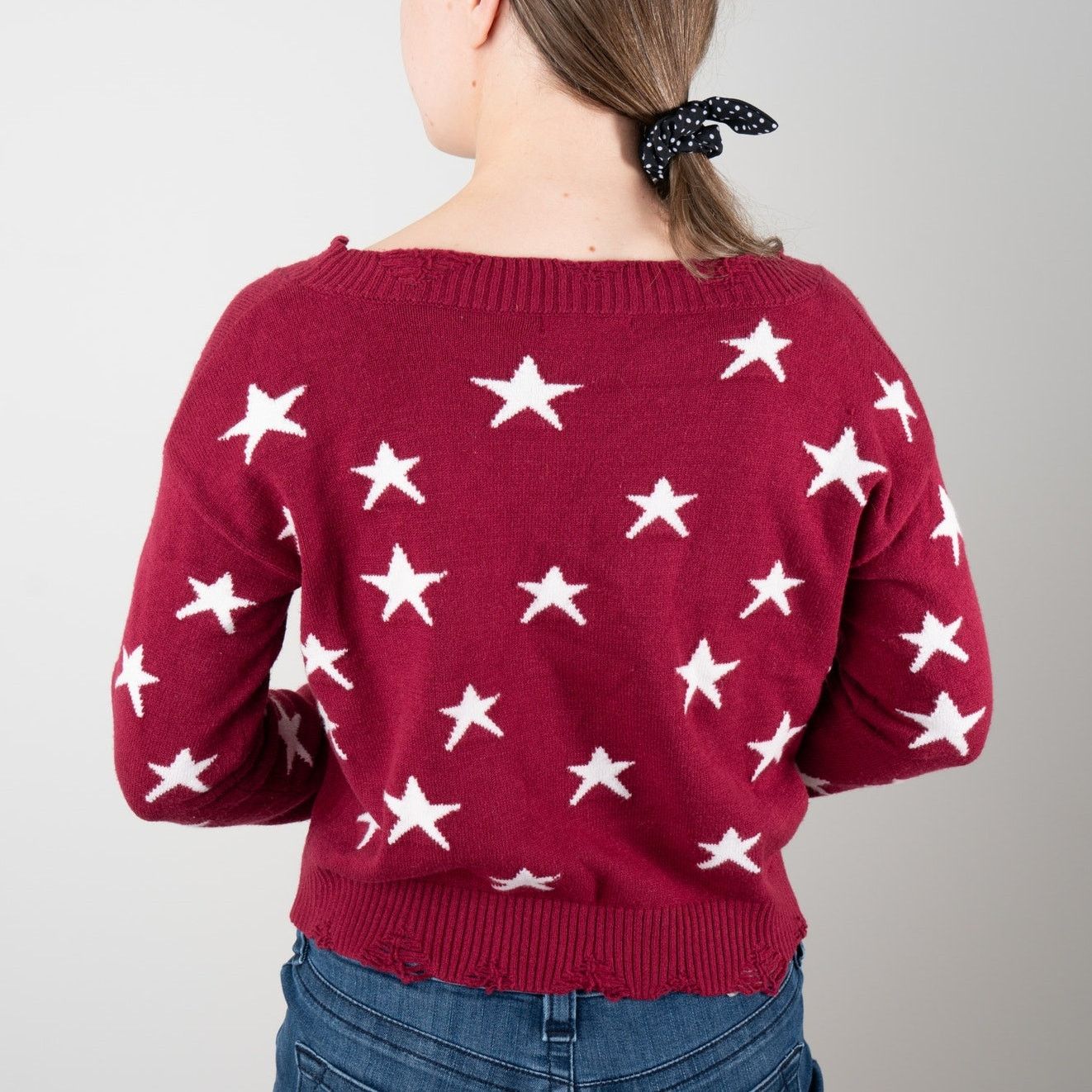 Other Wild Honey Star Pattern V-Neck Sweater Pullover Long Sleeve Size S / US 4 / IT 40 - 2 Thumbnail