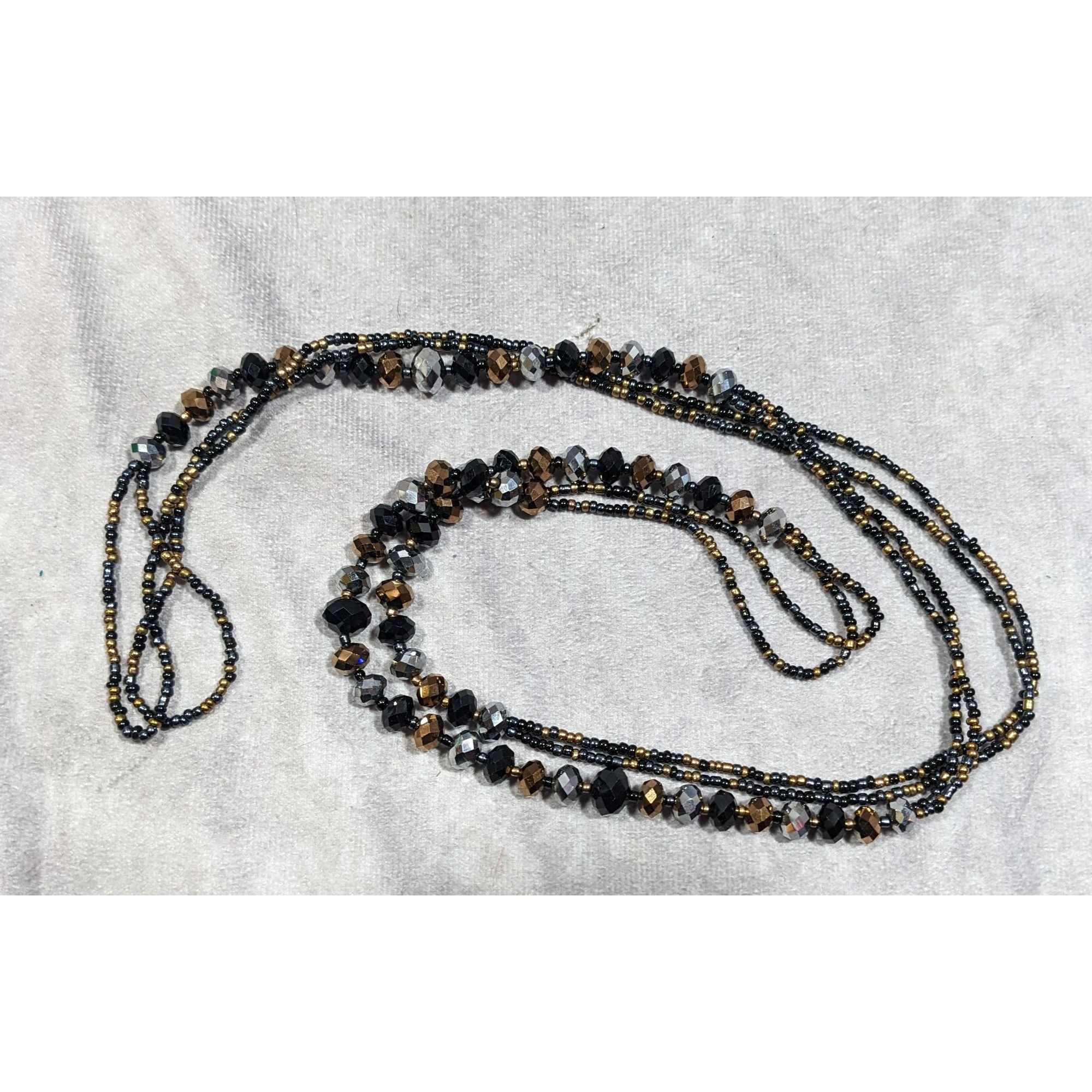 Other Dark Glam Black Gold And Silver Tone Glass Beaded Necklace Size ONE SIZE - 8 Thumbnail