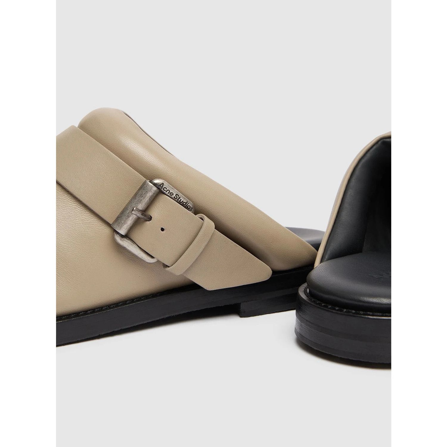 Acne Studios ACNE STUDIOS Taupe Leather Buckle Mules New & Authentic (Wom Size US 7 / IT 37 - 3 Thumbnail