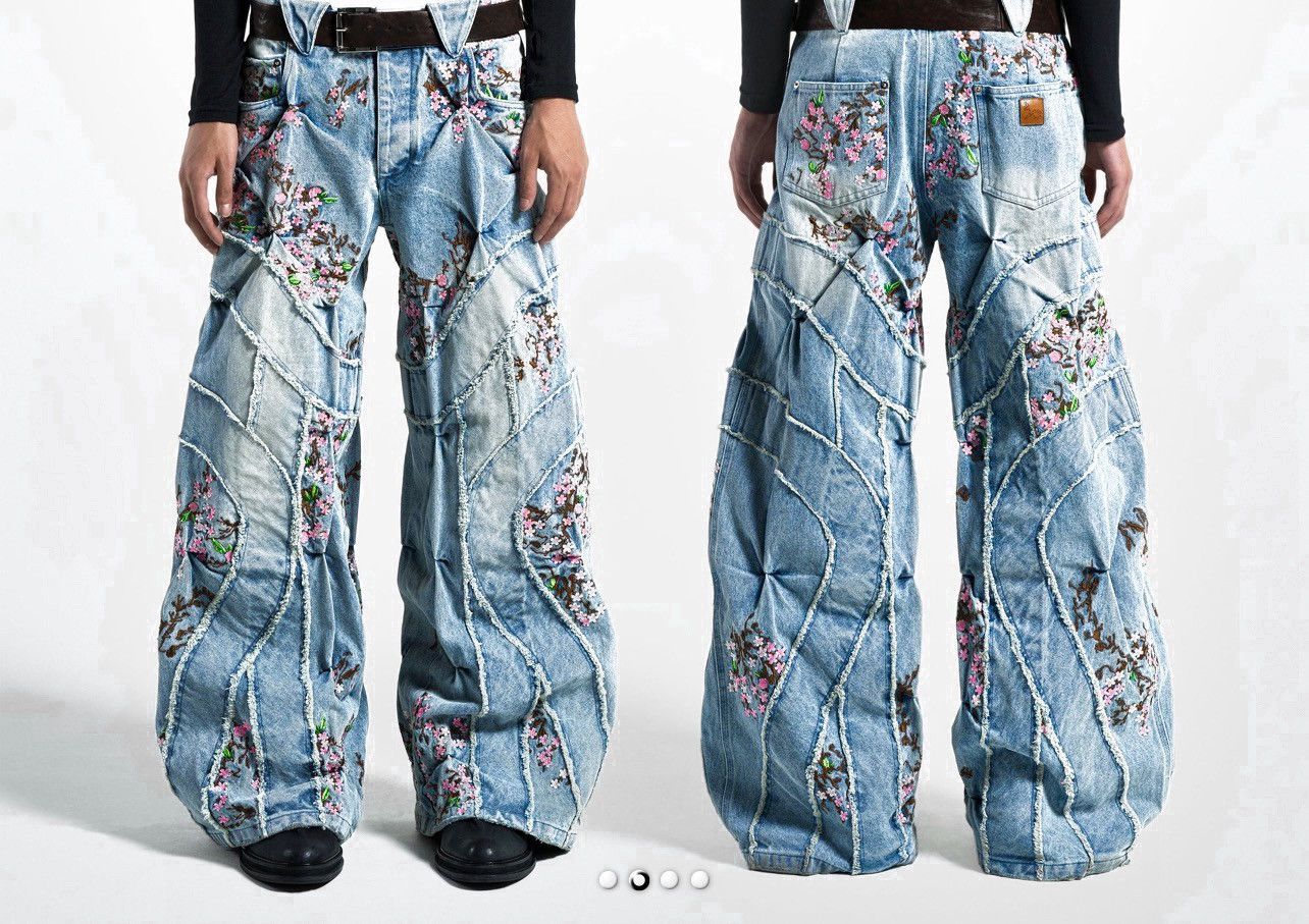Bad Son 🌸 Jean Badson `Cherry Blossom’ - Denim Premium Size US 36 / EU 52 - 6 Thumbnail