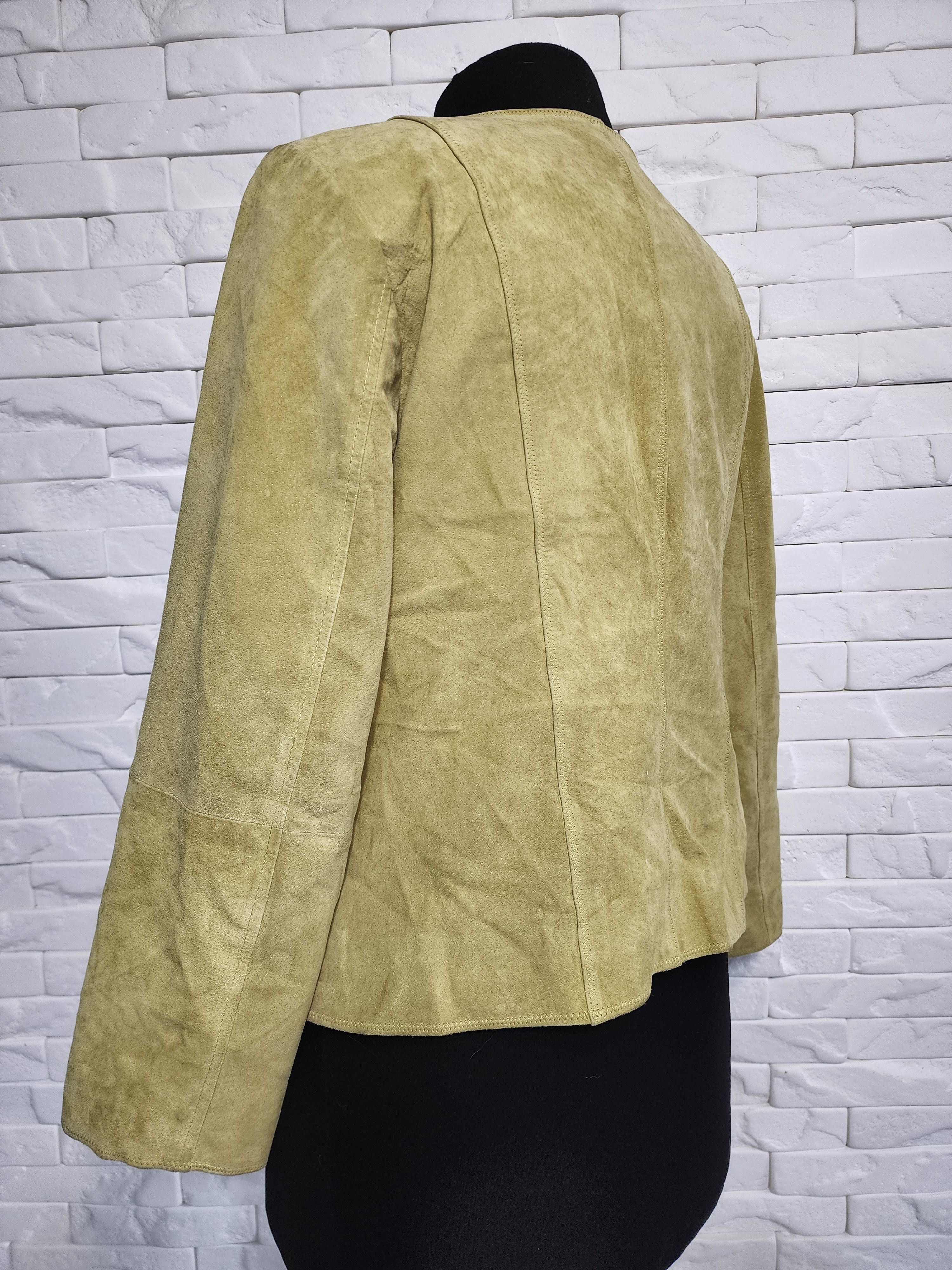 Other Green Suede Jacket: Women's Button-Up Leather Coat Size L / US 10 / IT 46 - 6 Thumbnail