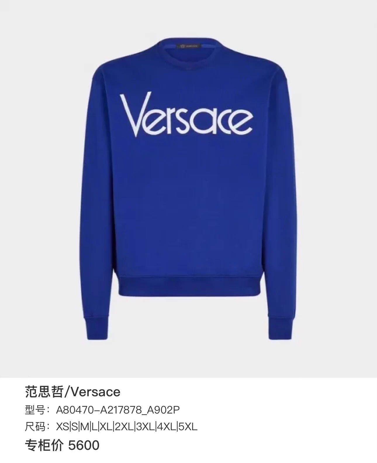 Versace Versace blue 5xl embroidered logo sweatshirt Size US XXL / EU 58 / 5 - 6 Thumbnail