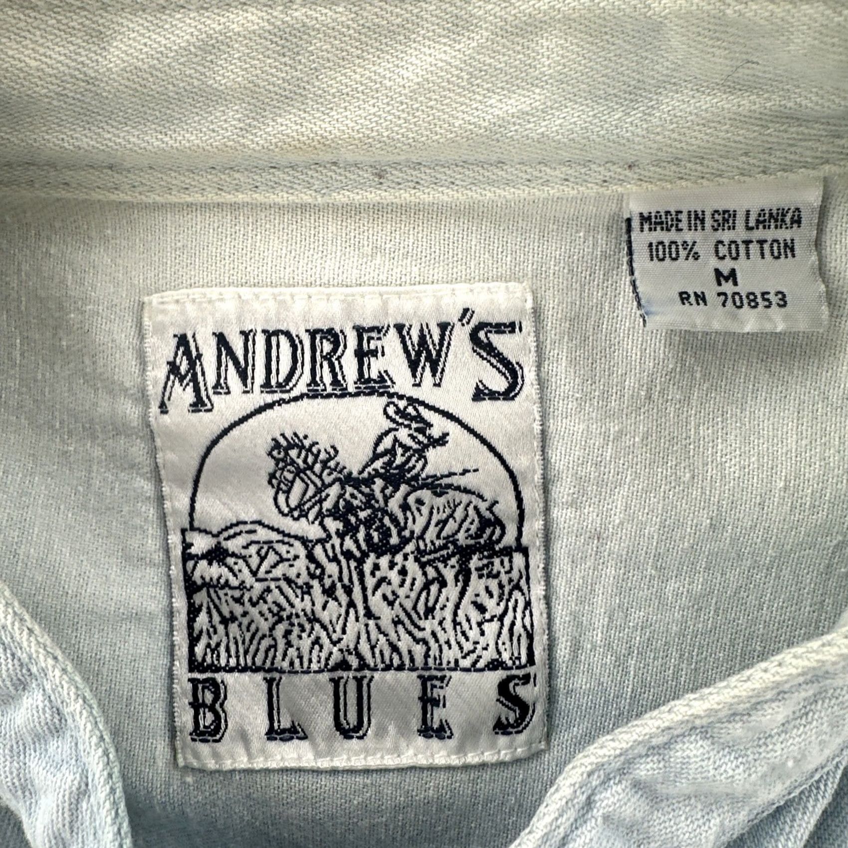 Vintage VINTAGE Andrew’s Blues Denim Shirt Womens Medium Blue 90s Button-Up Shirt Size M / US 6-8 / IT 42-44 - 6 Thumbnail