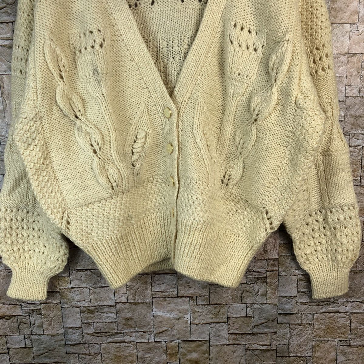 Homespun Knitwear × Japanese Brand Japan vintage crochet Brown Cardigan Knitwear #A1229 Size US M / EU 48-50 / 2 - 6 Thumbnail