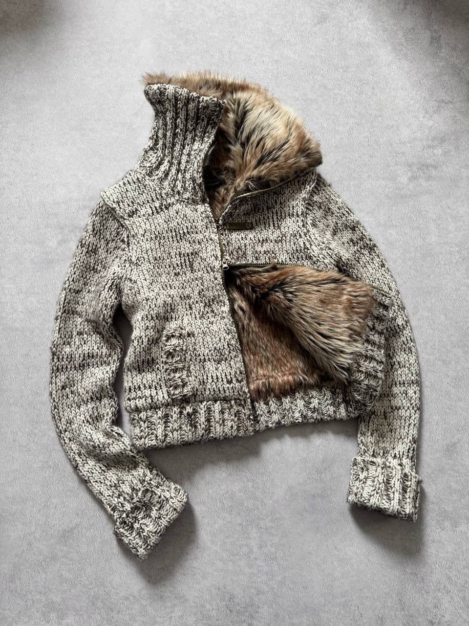Japanese Brand Crazy Y2K Faux Fur Opium Mohair Knit Jacket Size M / US 6-8 / IT 42-44 - 1 Thumbnail