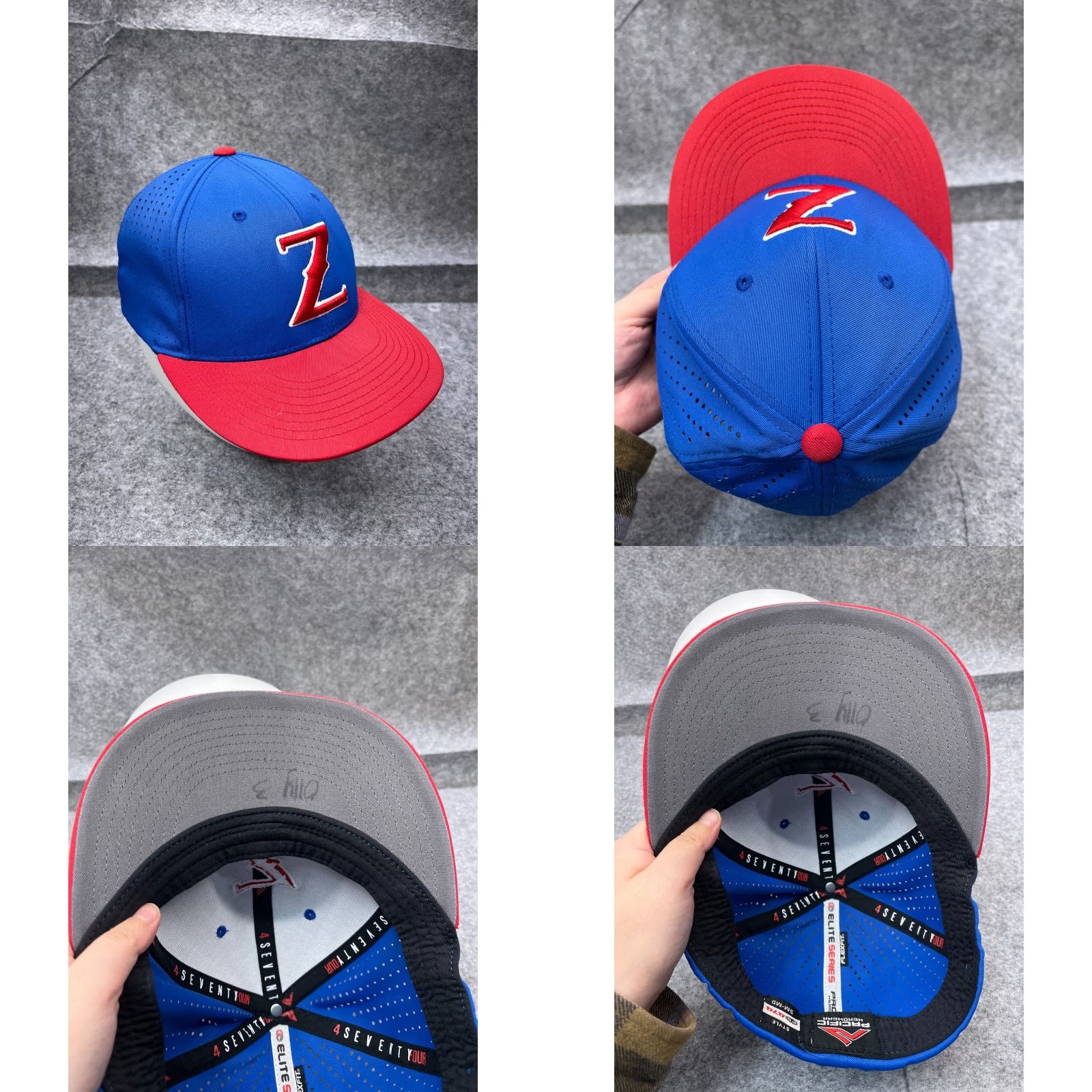 Vintage VINTAGE Pacific Headwear Hat Cap Fitted Adult Medium Blue Red Polyester Blend Size ONE SIZE - 8 Thumbnail