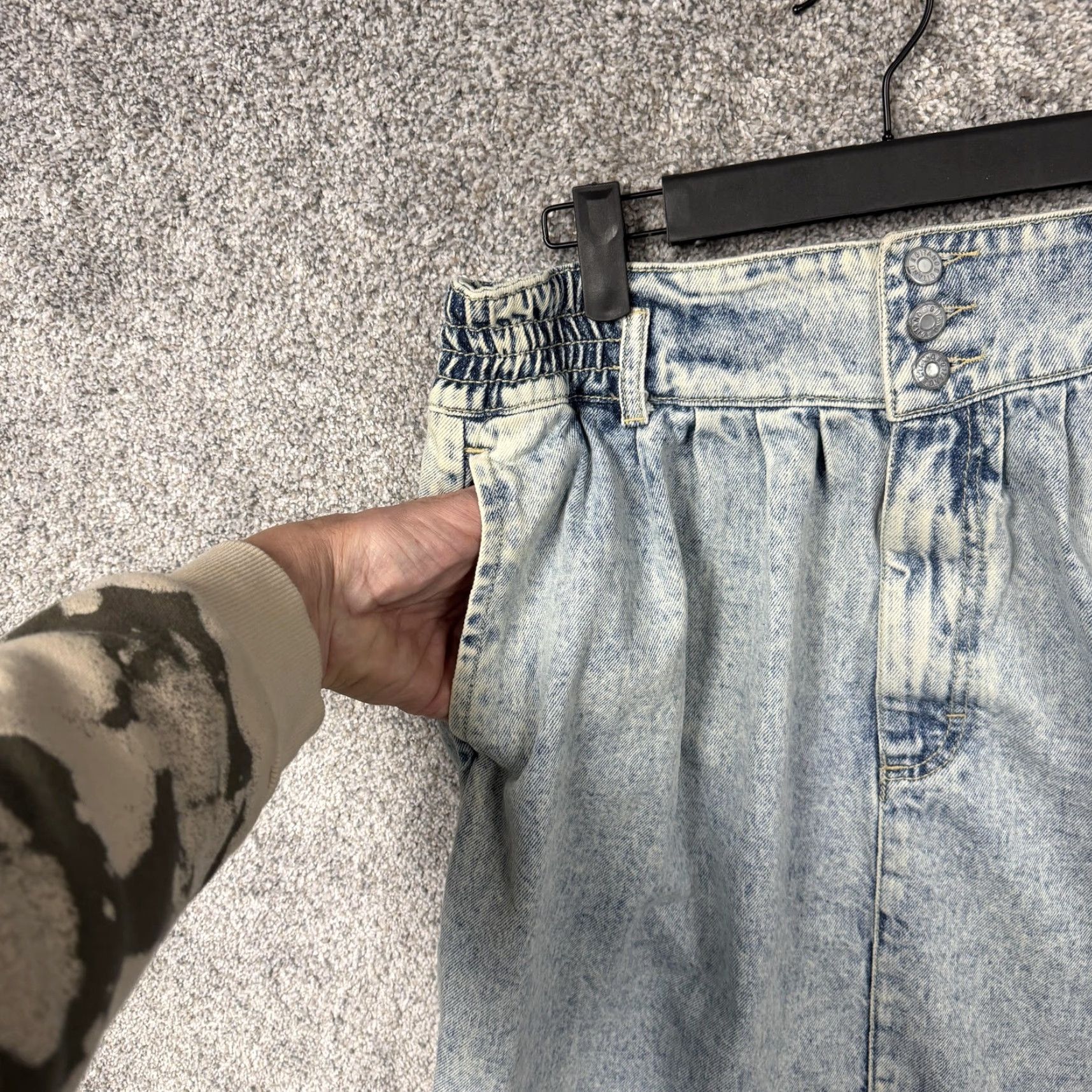 Vintage VINTAGE Gitano Denim Midi Skirt 10 Blue High Rise Elastic Waist Pockets 80s 90s Retro Size 32" / US 10 / IT 46 - 4 Thumbnail
