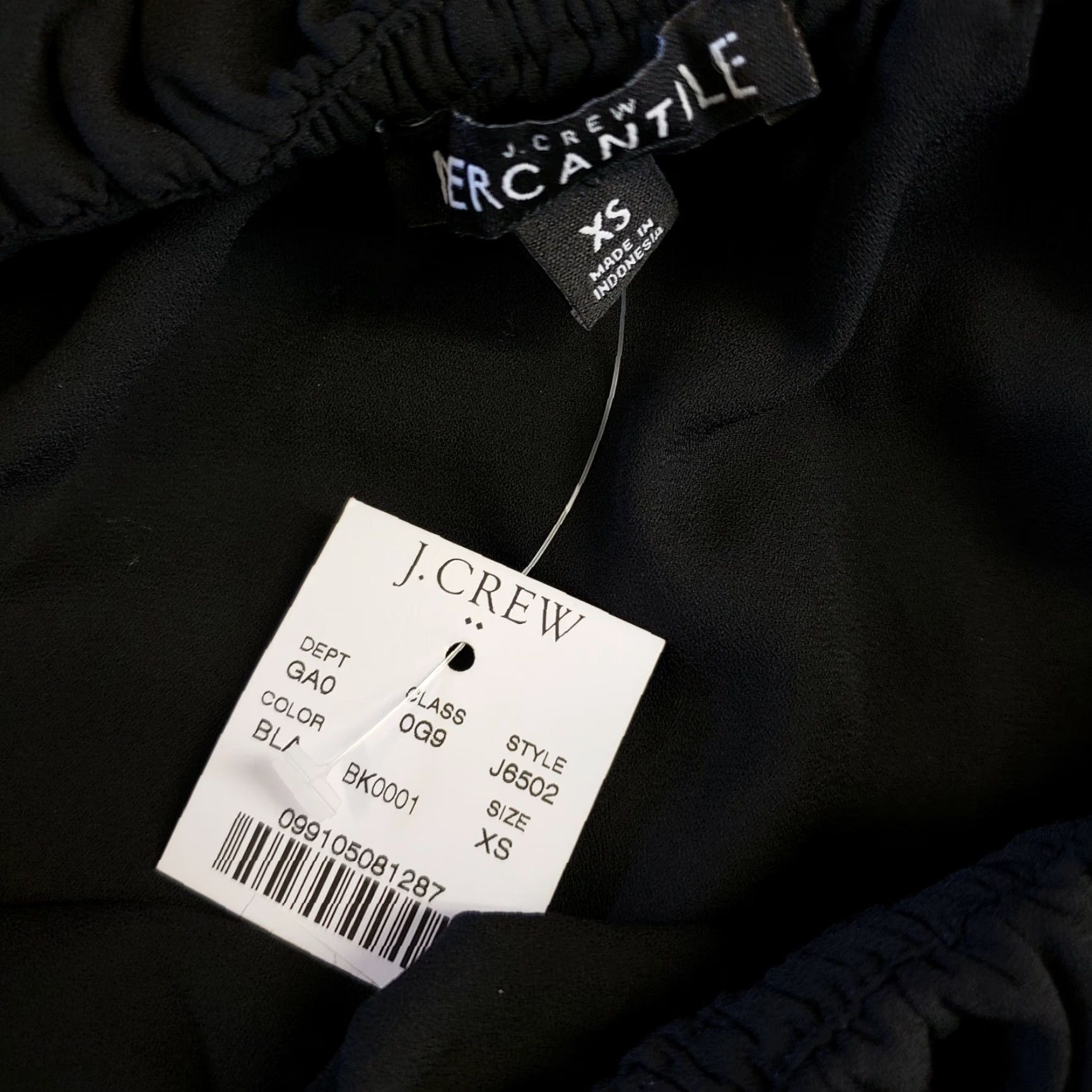 J.Crew VINTAGE? (no) J.CREW MERCANTILE WOMENS Blouse XS Solid Black Off Shoulder Ruffle 3/4 Sleeve Polyester Convertible Casual Womens Size XS / US 0-2 / IT 36-38 - 4 Thumbnail