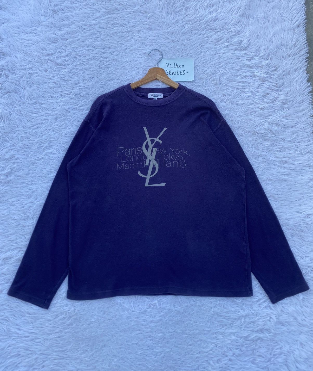 Yves Saint Laurent Rare Vintage Yves Saint Laurent Big Logo Longsleeve Shirt Size US L / EU 52-54 / 3 - 2 Thumbnail