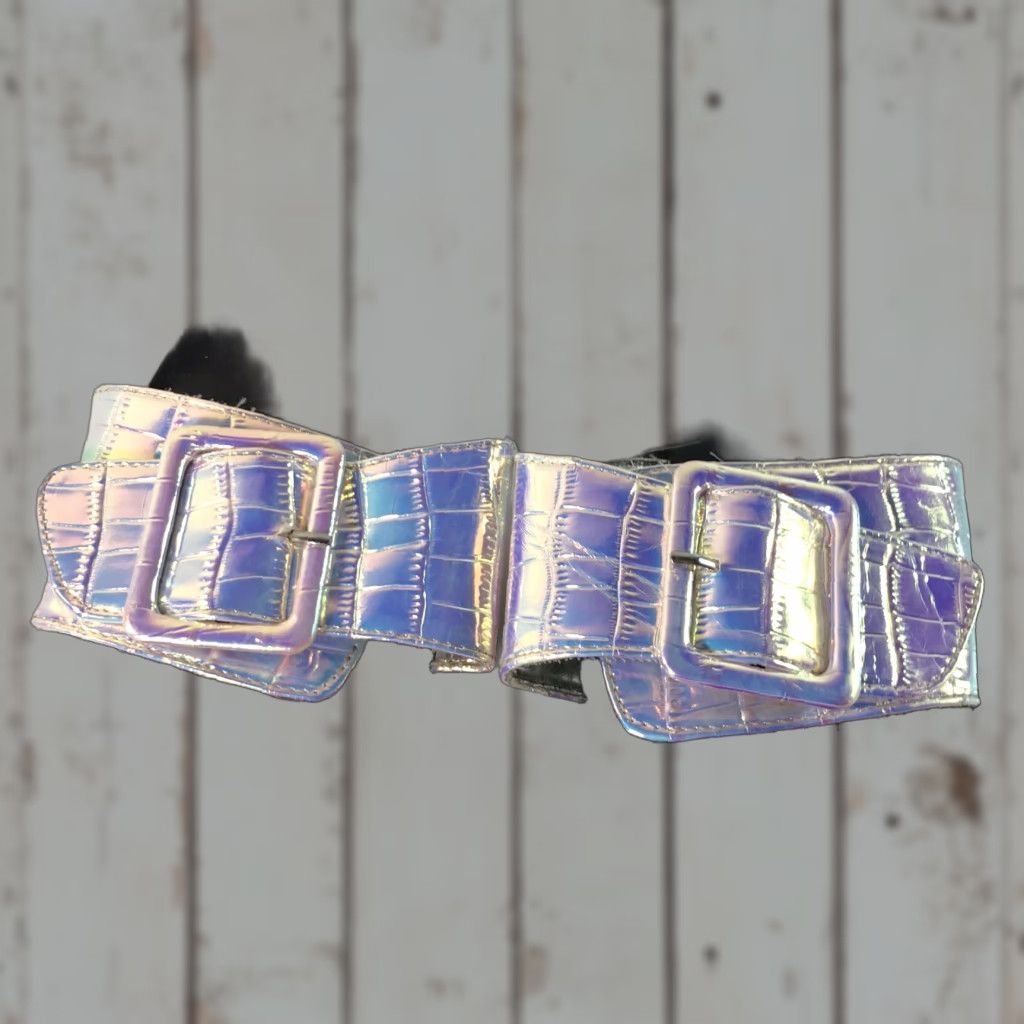 Vintage Rouge Iridescent Buckle Slides Womens Size 11 Casual Summer Flat Sandals Size US 11 / IT 41 - 1 Thumbnail