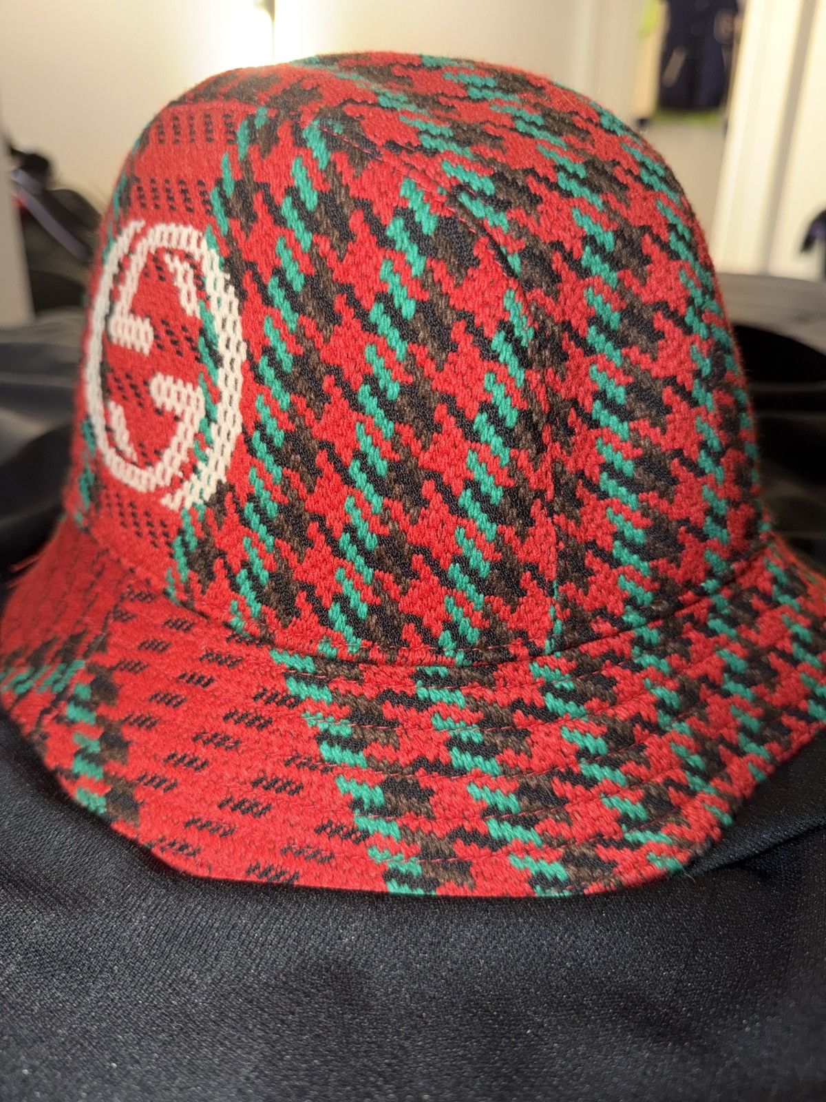 Gucci Gucci GG Jacquard Wool Baseball Cap Red Green Monogram Hat Size 38 - 2 Thumbnail