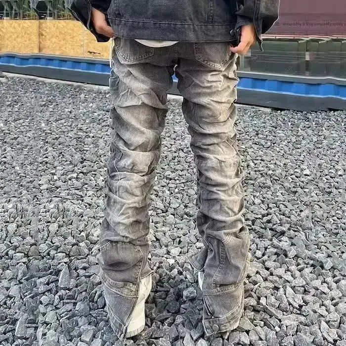 Japanese Brand Black Color Worn Out Pleated Distressed Denim Pant Size US 32 / EU 48 - 2 Thumbnail