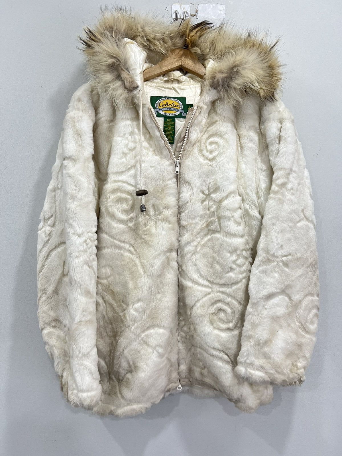 Vintage Y2k Hooded Womens Cabelas Faux Fur Coat